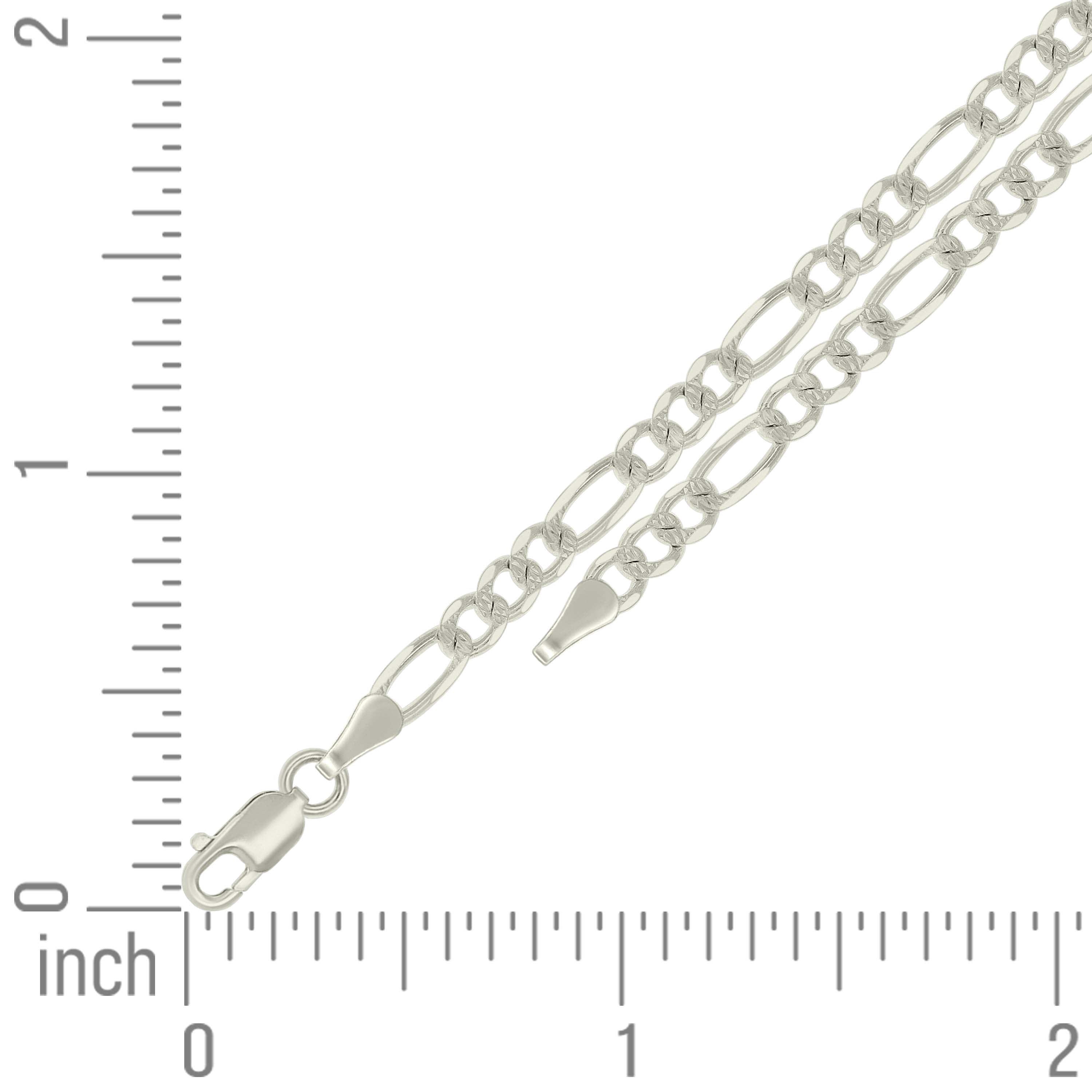 925 Sterling Silver Solid Pave Classic Figaro Silver Plated 080 3.0mm