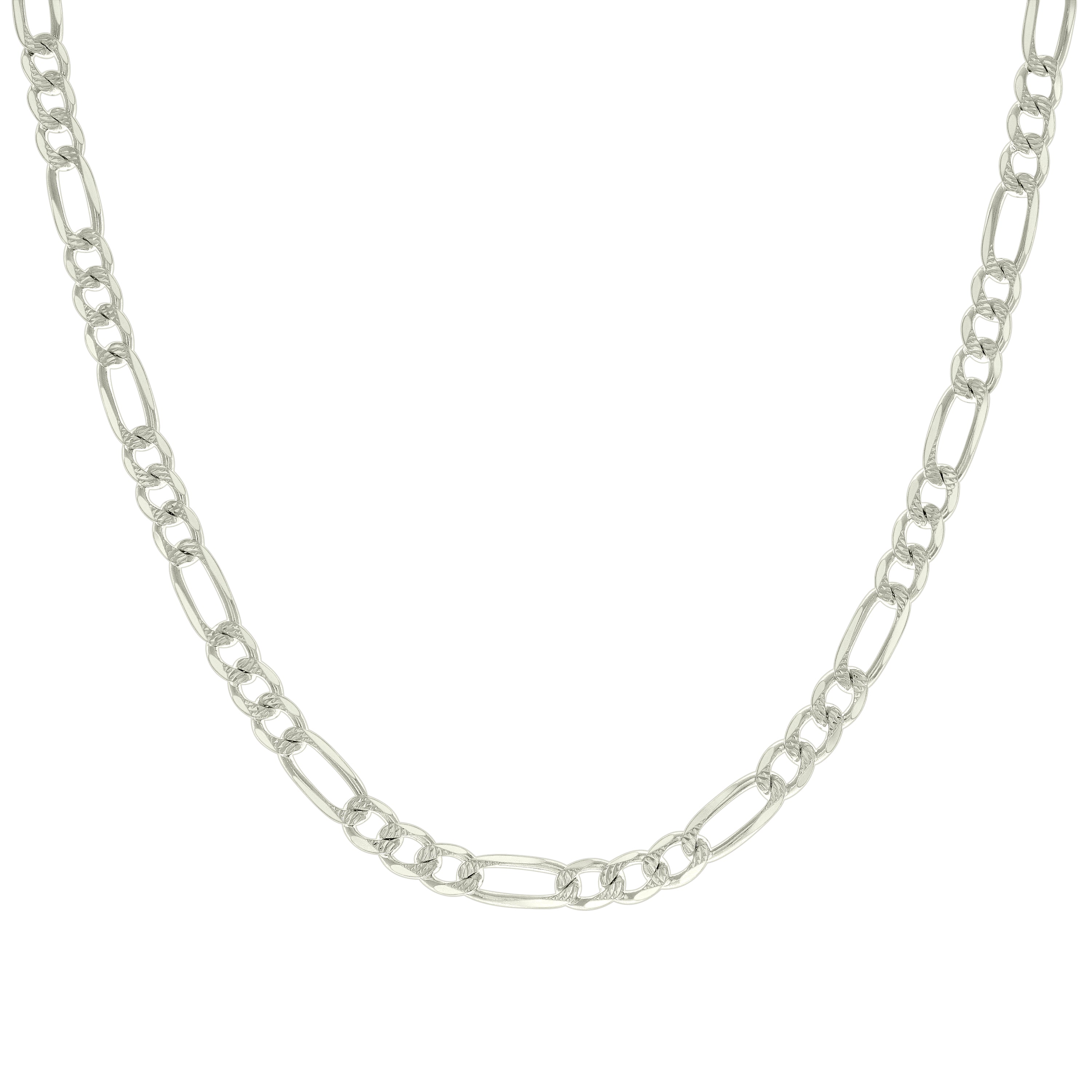925 Sterling Silver Solid Pave Classic Figaro Silver Plated 080 3.0mm