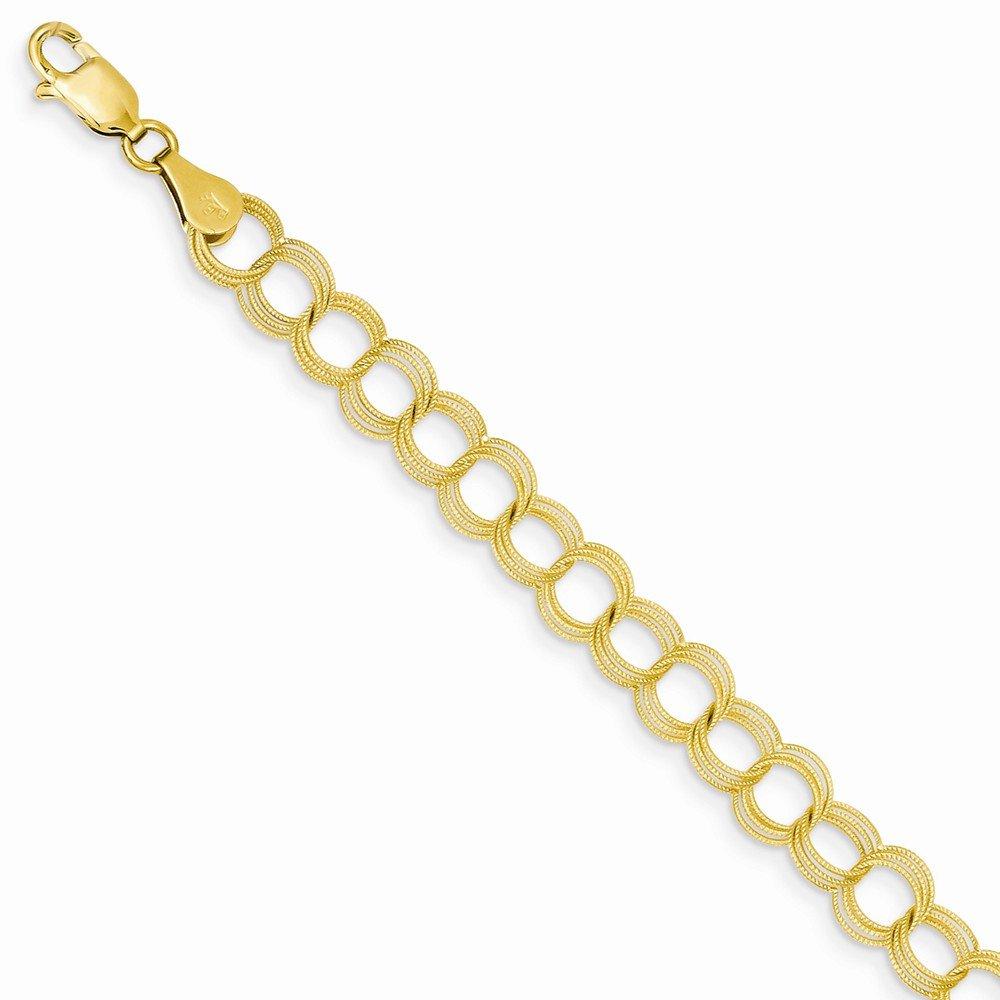 14K Solid Triple Link Charm Bracelet