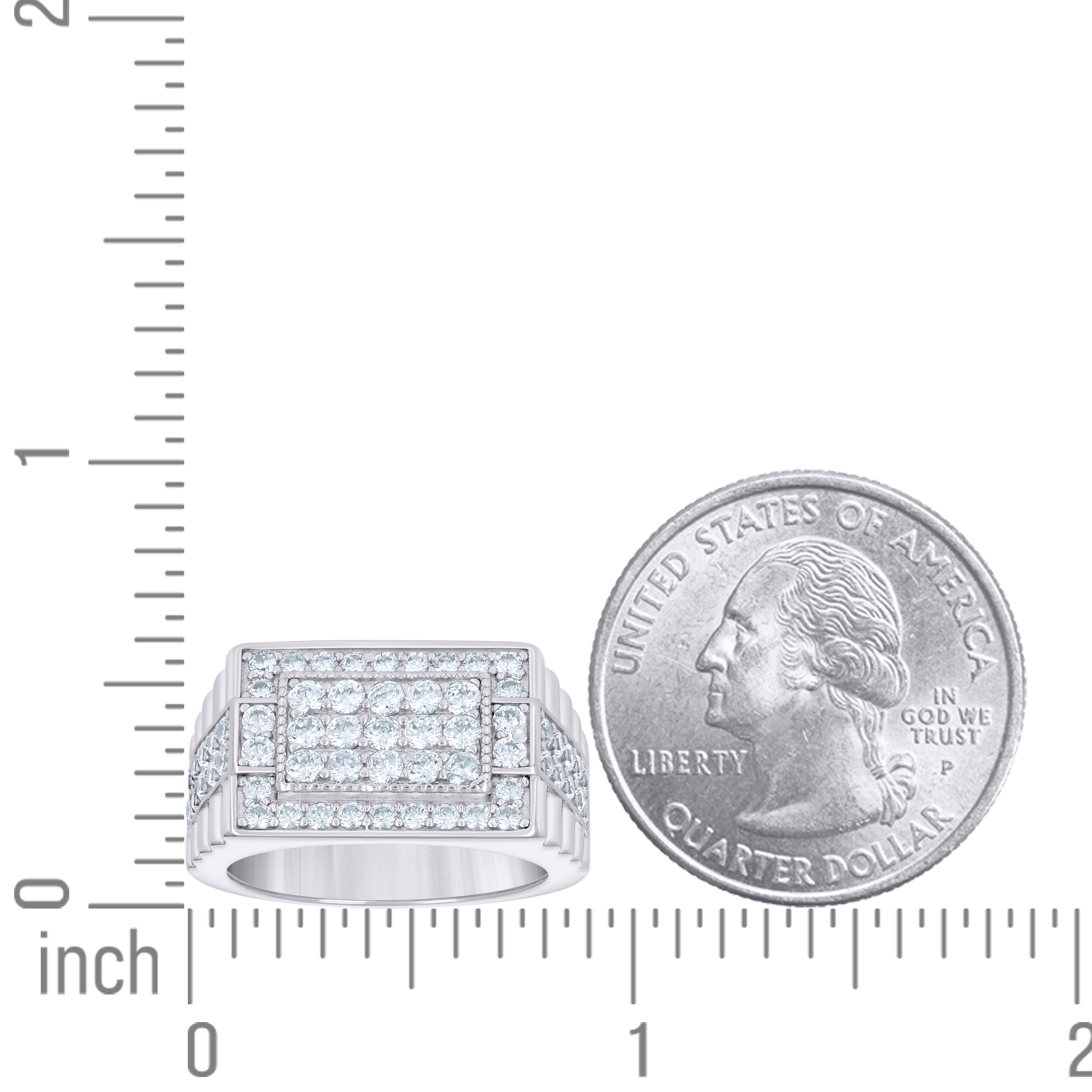 925 Sterling Silver Mens Cubic-Zirconia Square Head Fashion Ring