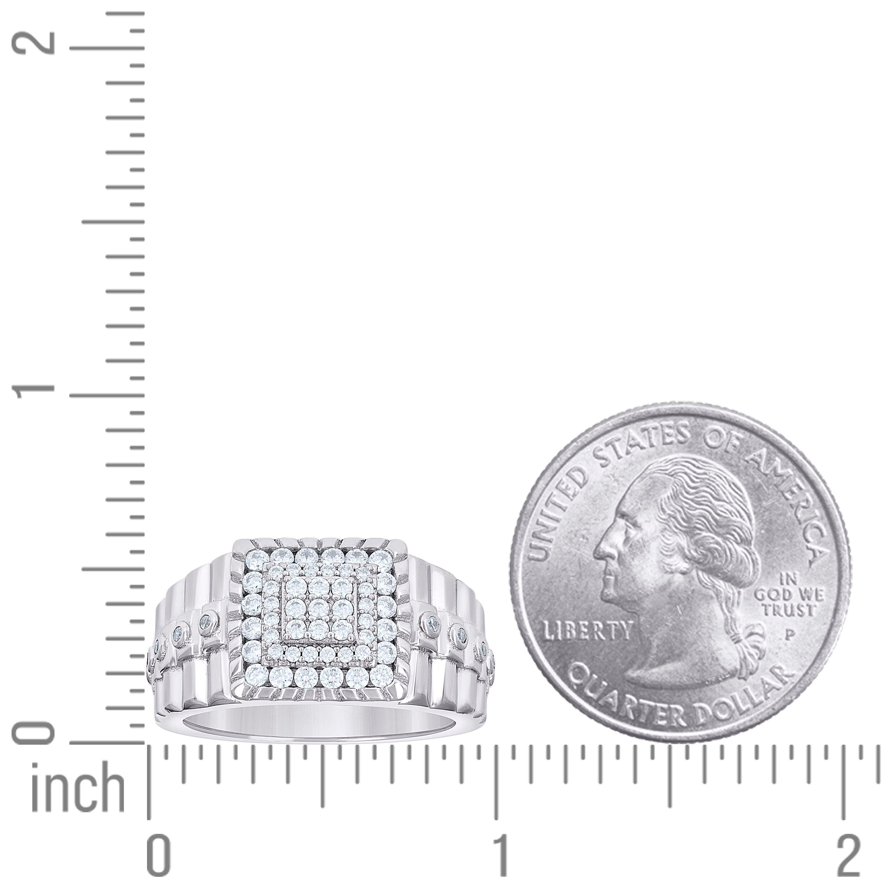 925 Sterling Silver Mens Cubic-Zirconia Square Head Fashion Ring