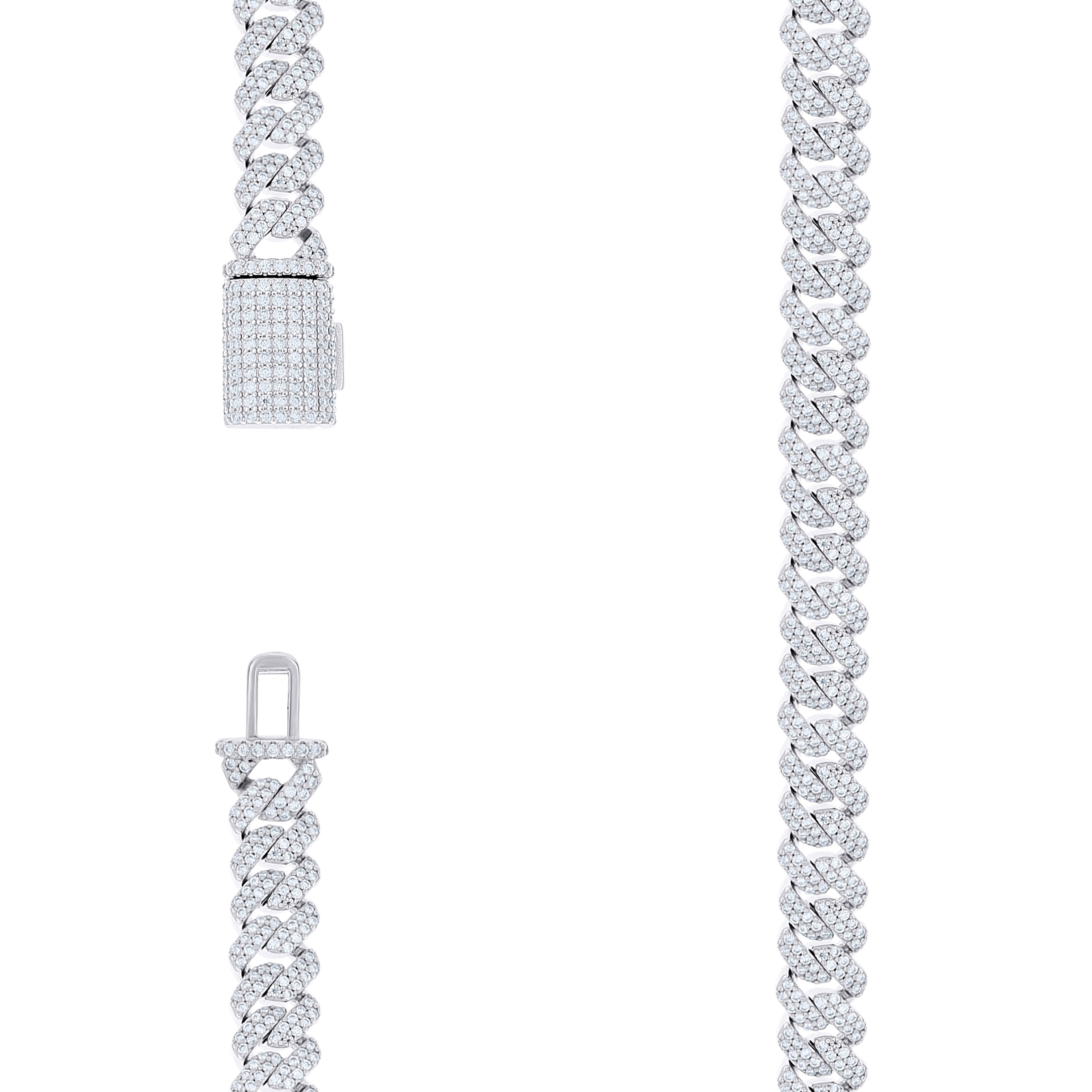 925 Sterling Silver Moissanite Monaco Chain 10mm