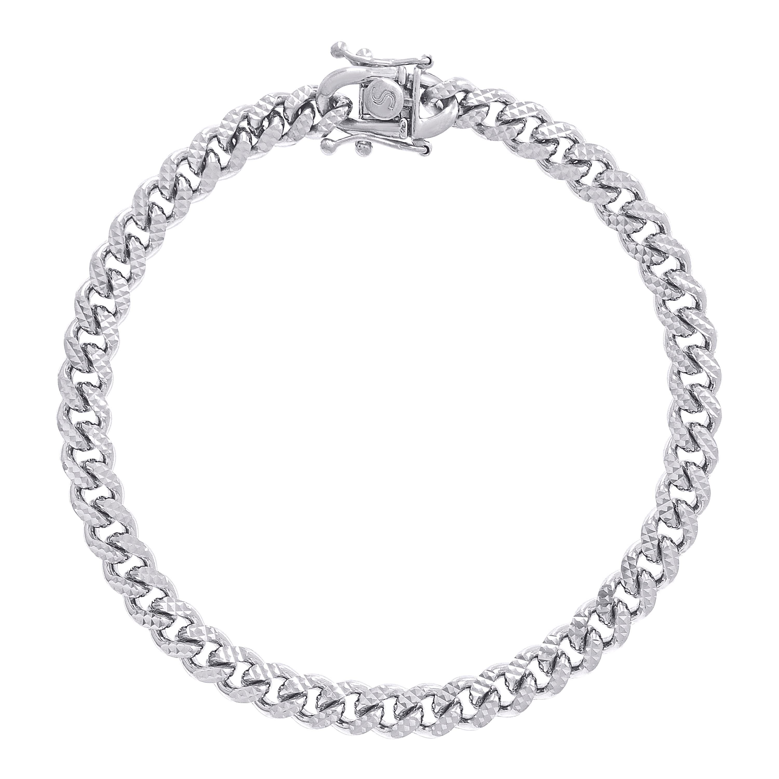 925 Sterling Silver Solid Miami Cuban Pyramid Chain Rhodium 150 4.9mm