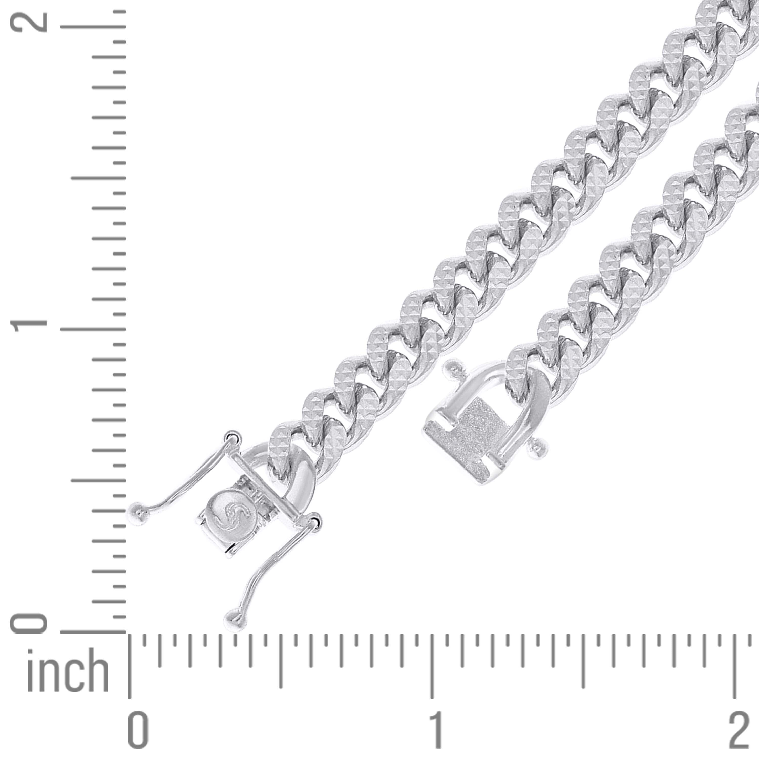 925 Sterling Silver Solid Miami Cuban Pyramid Chain Rhodium 150 4.9mm