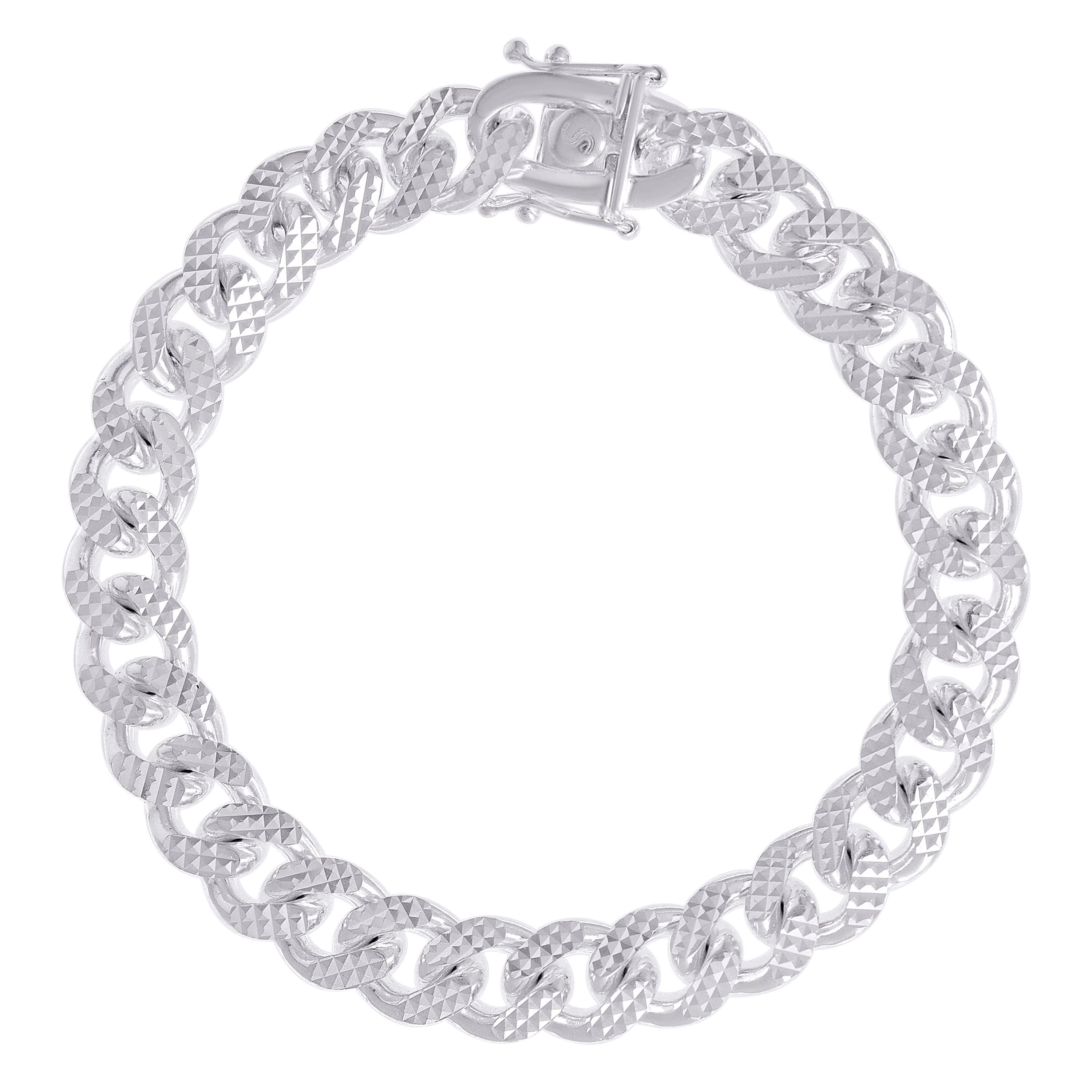 925 Sterling Silver Solid Miami Cuban Pyramid Chain Rhodium 150 4.9mm