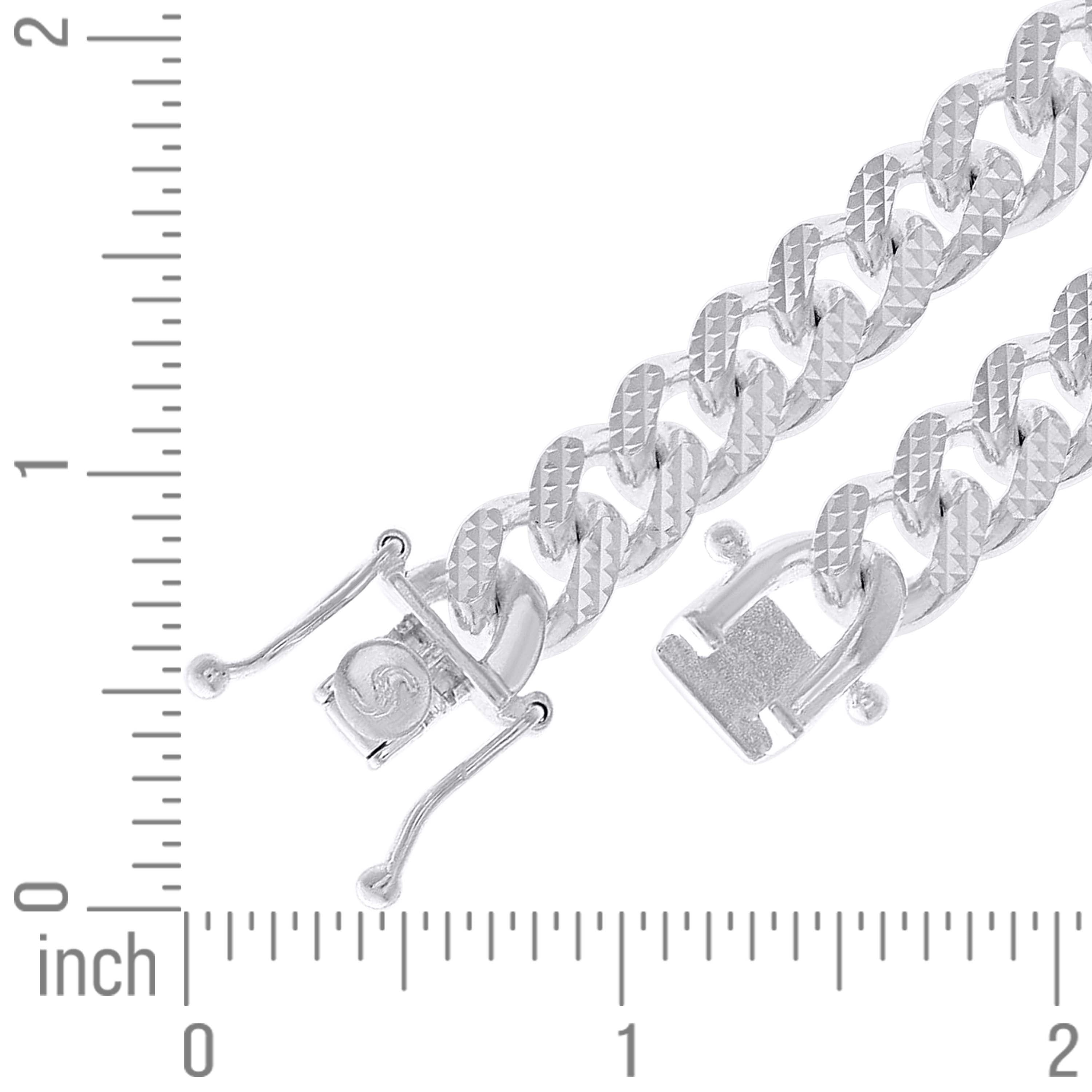 925 Sterling Silver Solid Miami Cuban Pyramid Chain Rhodium 150 4.9mm