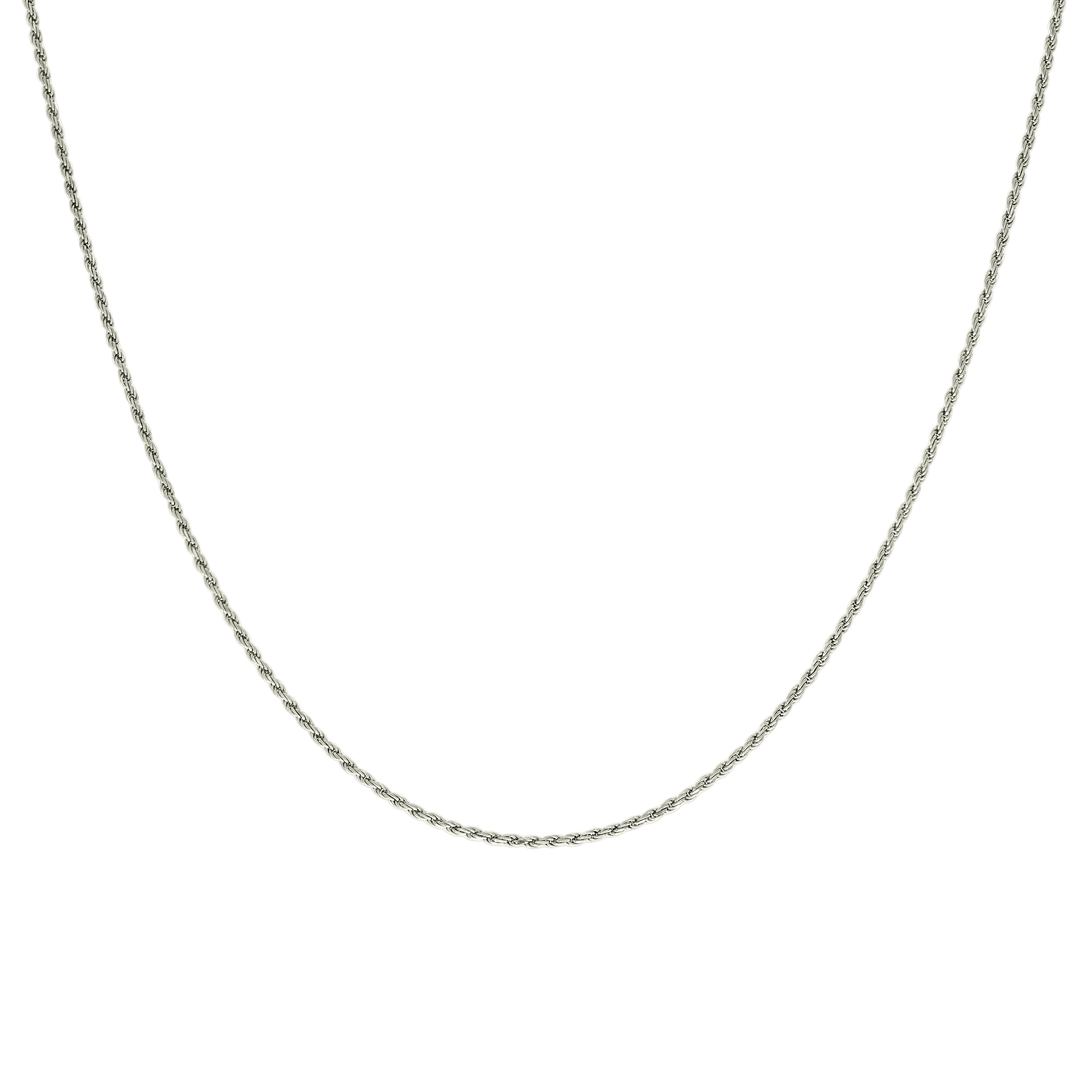 10KT Hollow White Gold 1 MM Diamond Cut Rope Chain
