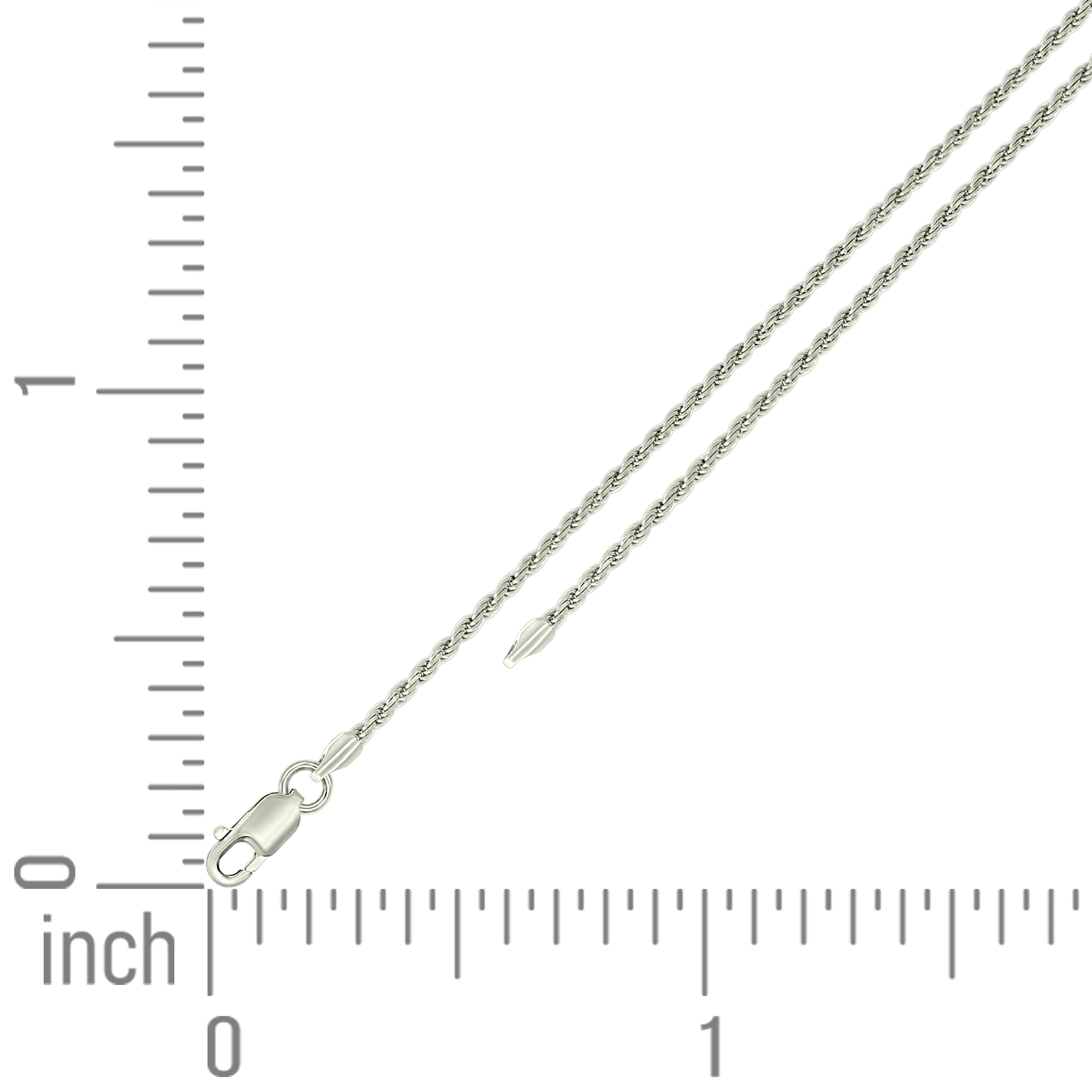 925 Sterling Silver Solid Rope Chain Silver 025 0.5mm