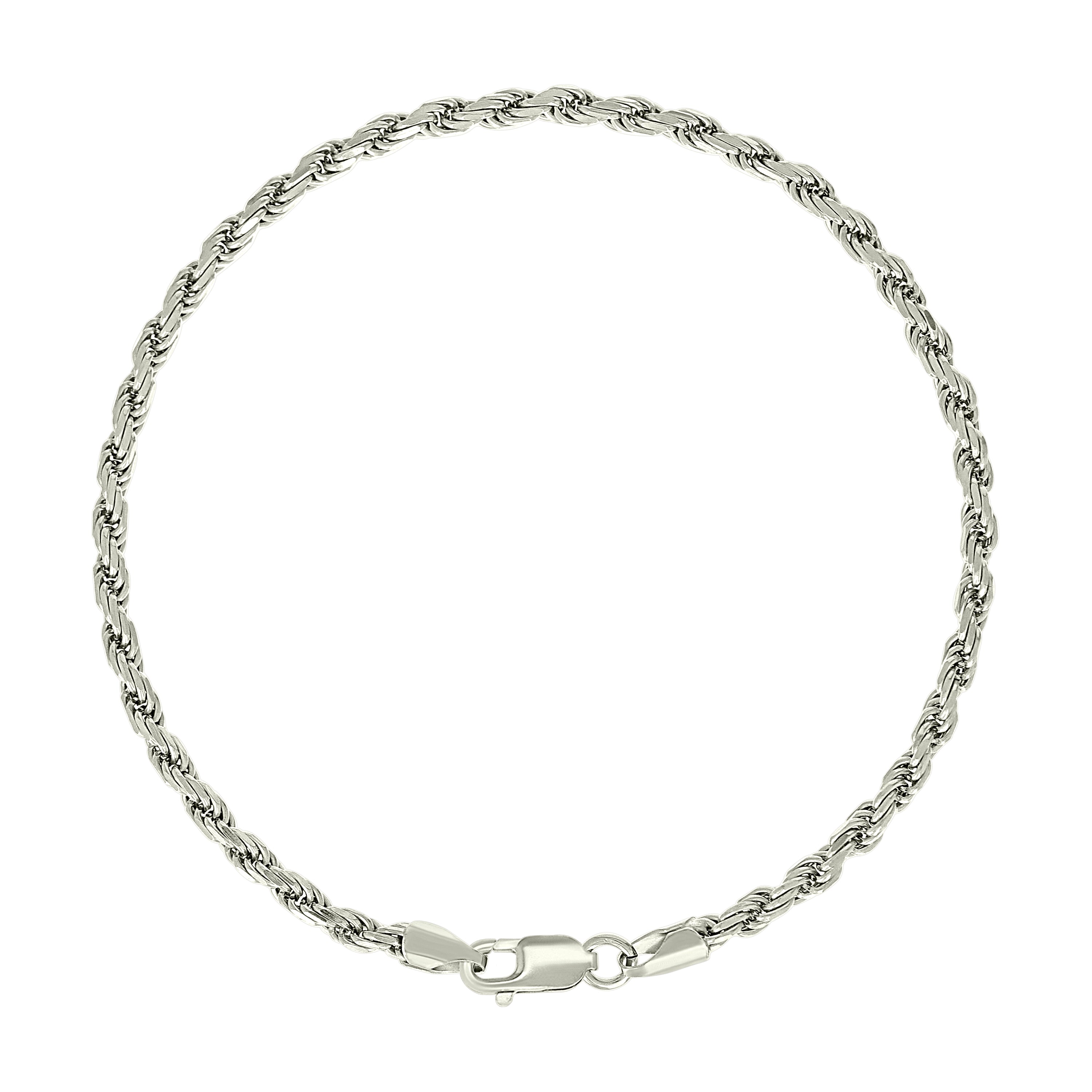925 Sterling Silver Solid Rope Chain Silver 025 0.5mm