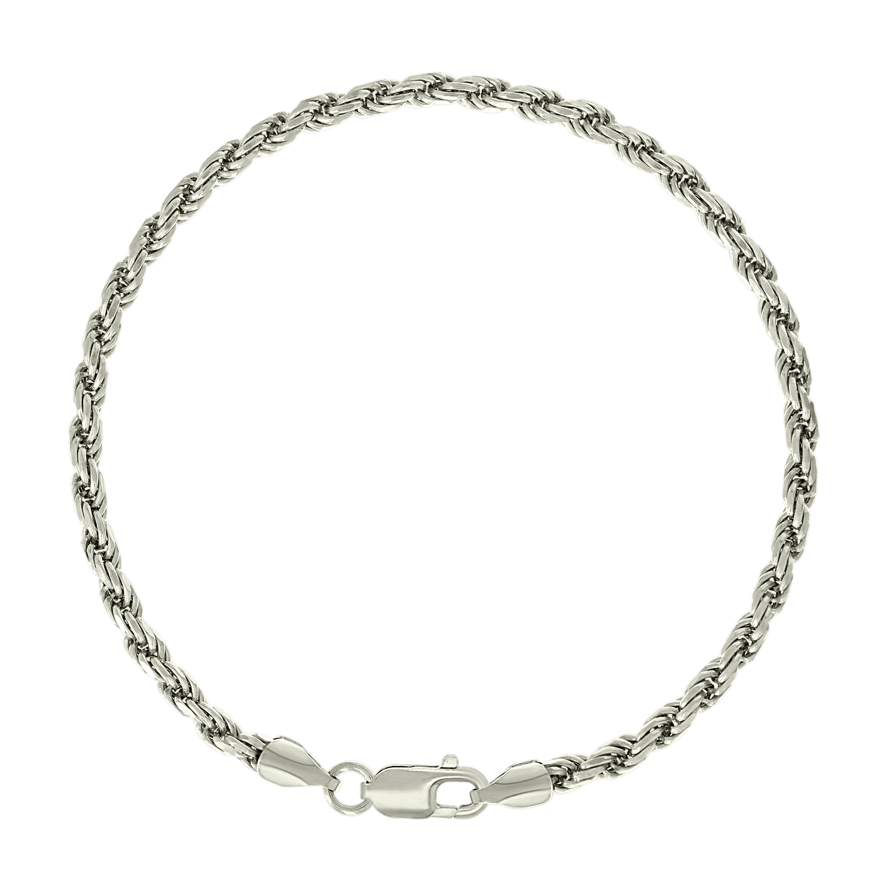 925 Sterling Silver Solid Rope Chain Silver 025 0.5mm