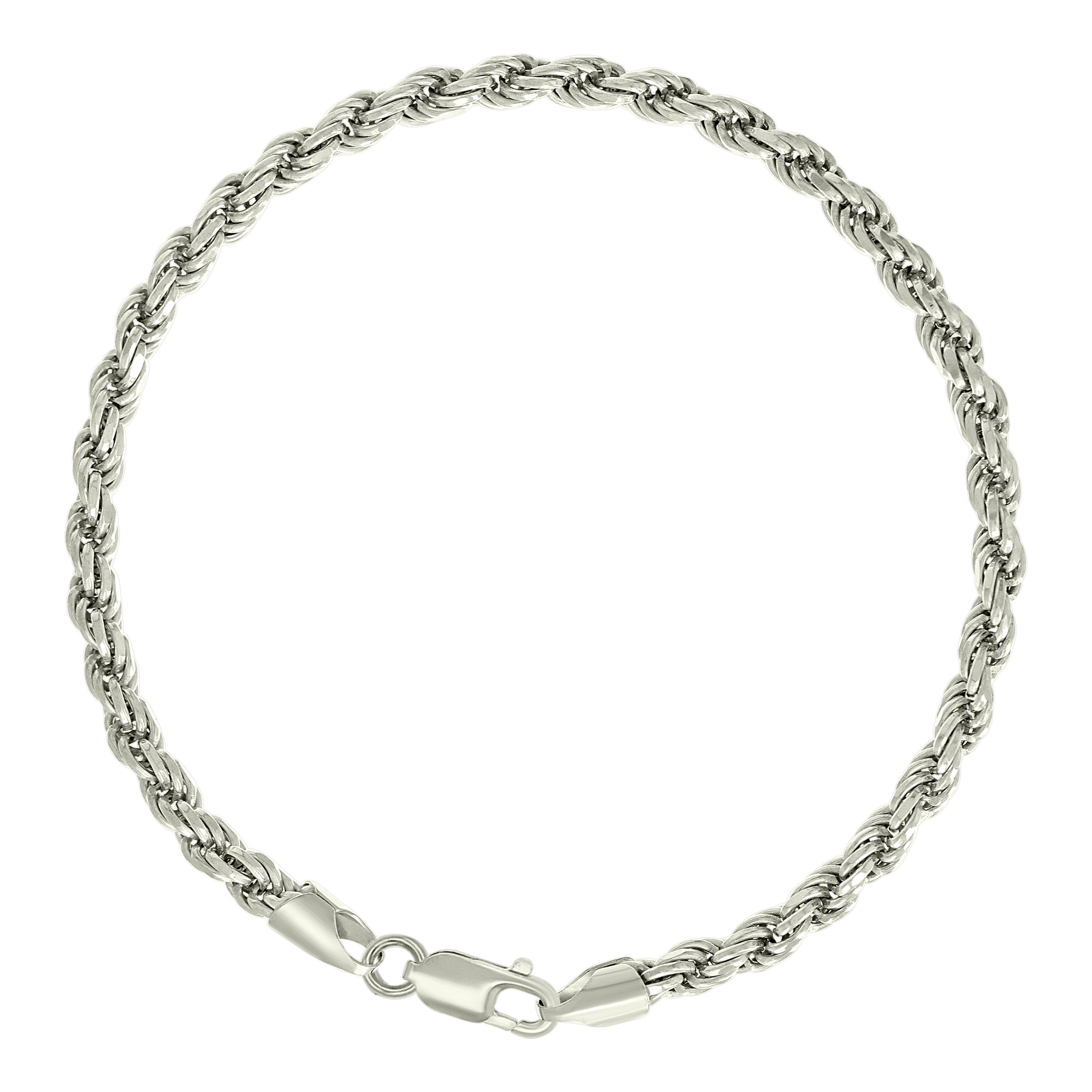 925 Sterling Silver Solid Rope Chain Silver 025 0.5mm