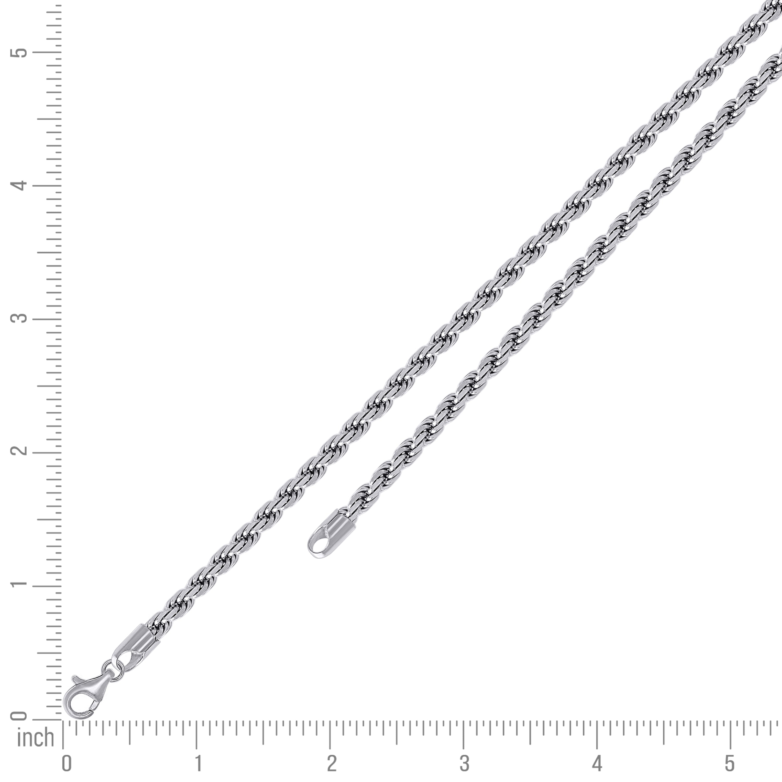 925 Sterling Silver Solid Rope Chain Silver 025 0.5mm
