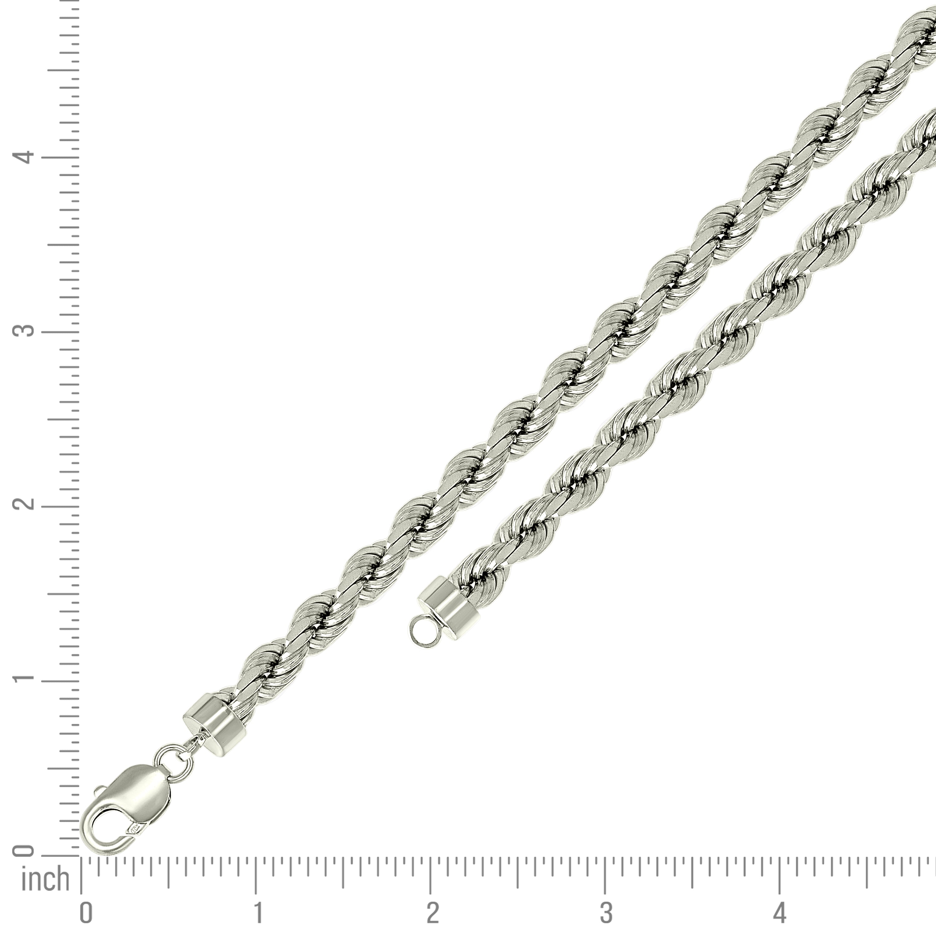 925 Sterling Silver Solid Rope Chain Silver 025 0.5mm