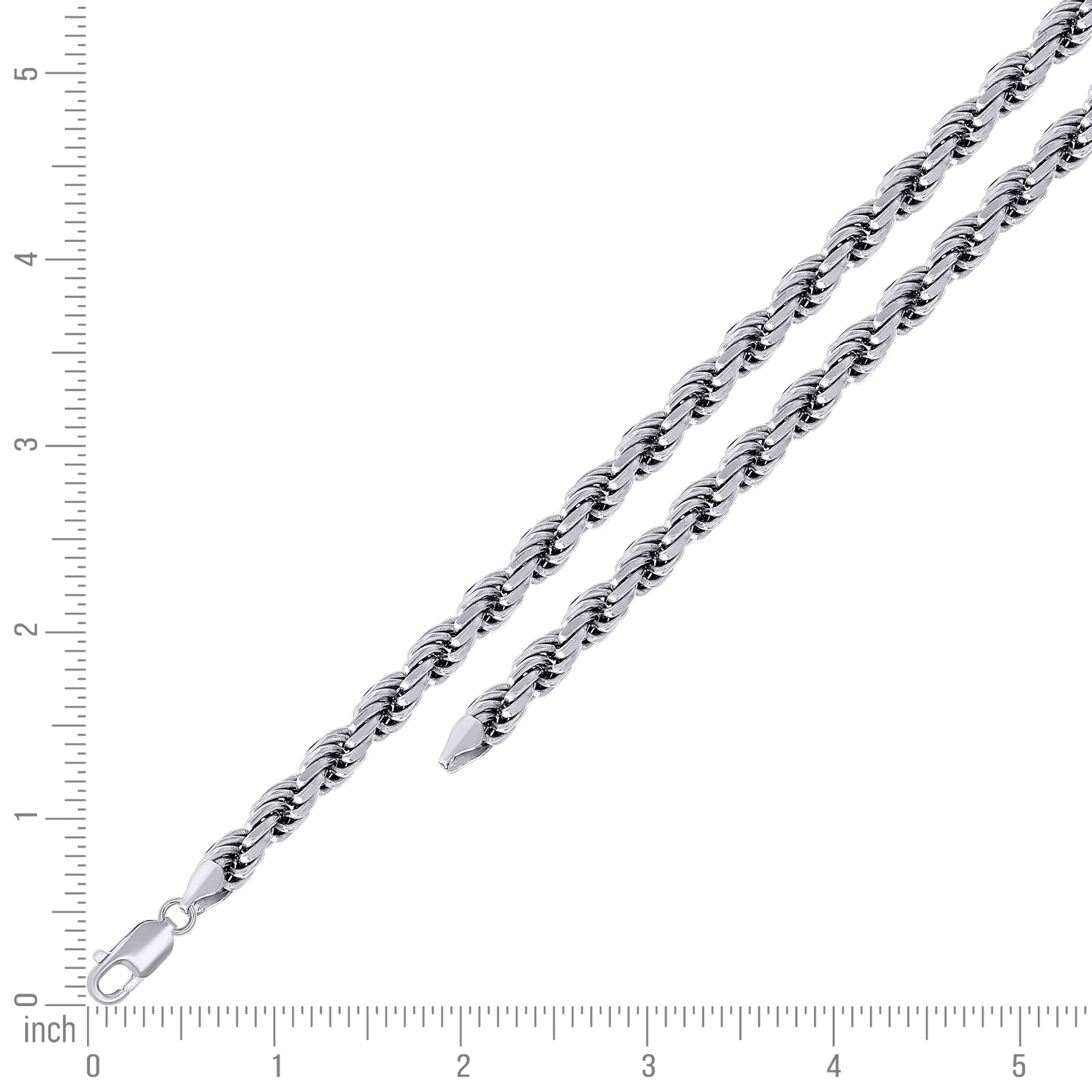 925 Sterling Silver Solid Rope Chain Silver 025 0.5mm