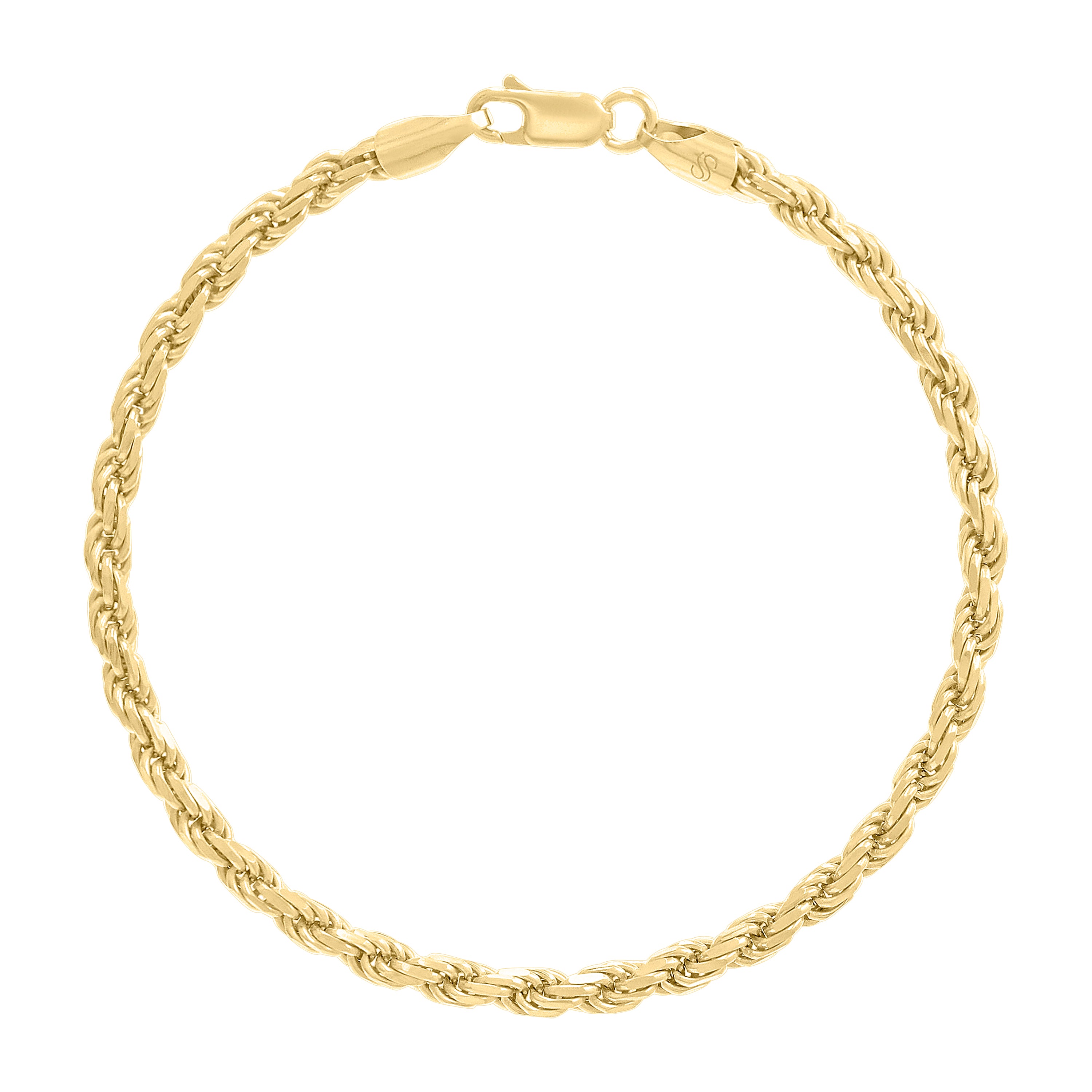 925 Sterling Silver Solid Rope Chain Silver 025 0.5mm