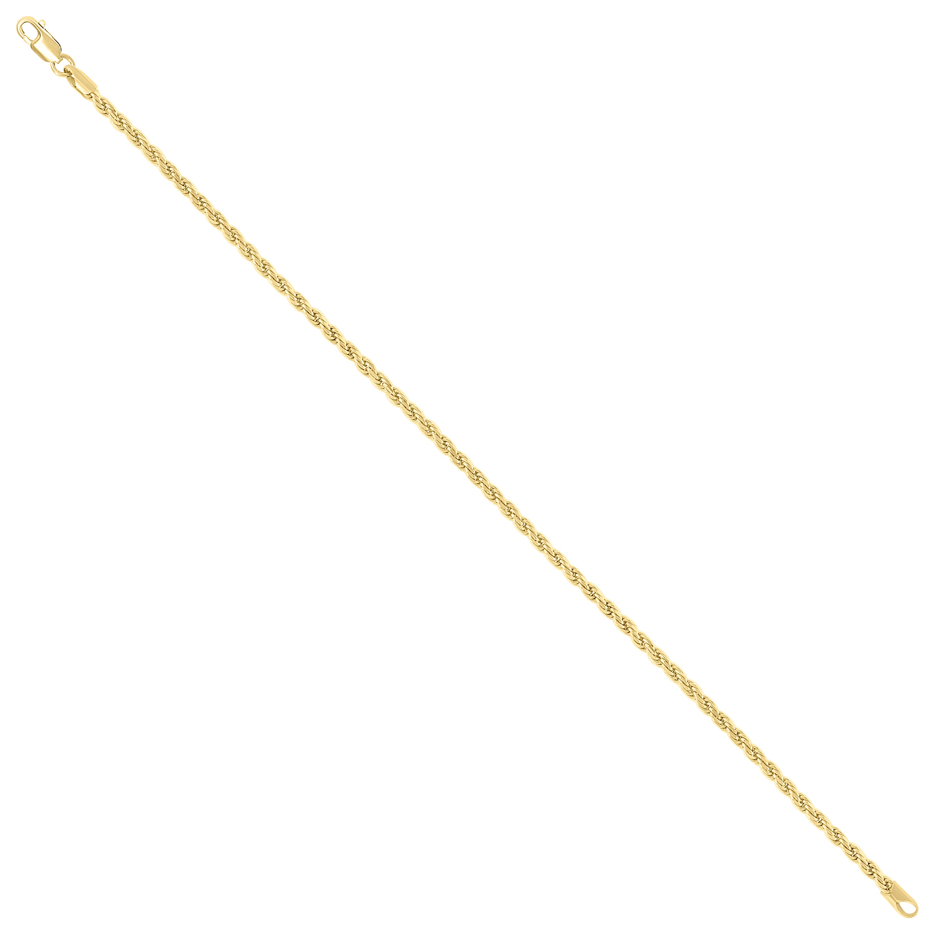 925 Sterling Silver Solid Rope Chain Silver 025 0.5mm