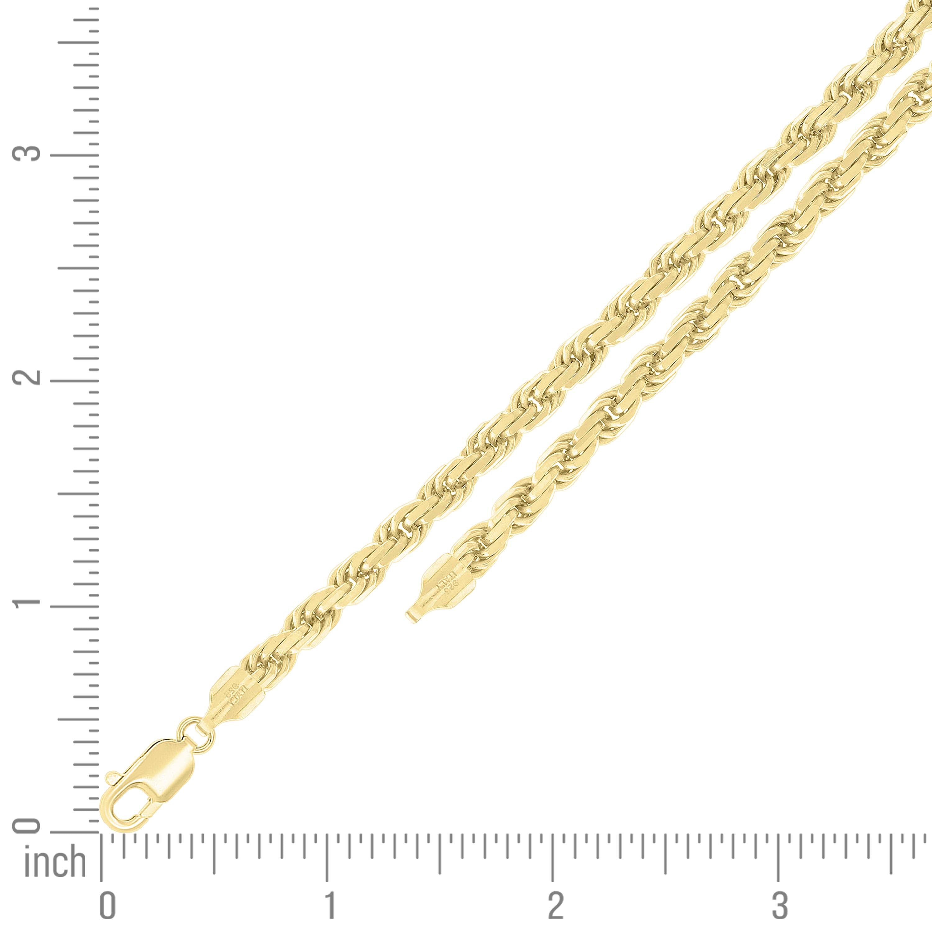 925 Sterling Silver Solid Rope Chain Silver 025 0.5mm