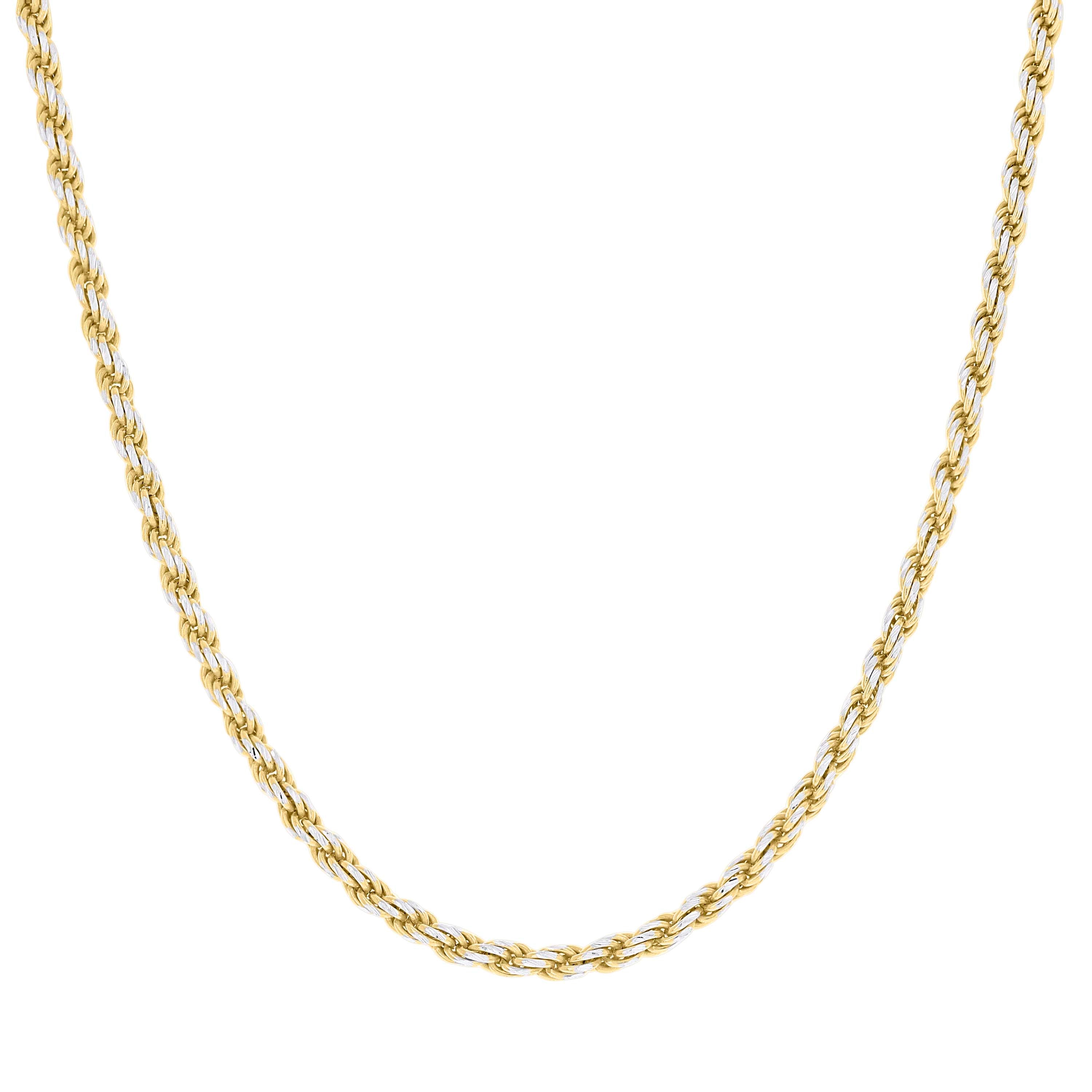 925 Sterling Silver Solid Rope Chain Silver 025 0.5mm