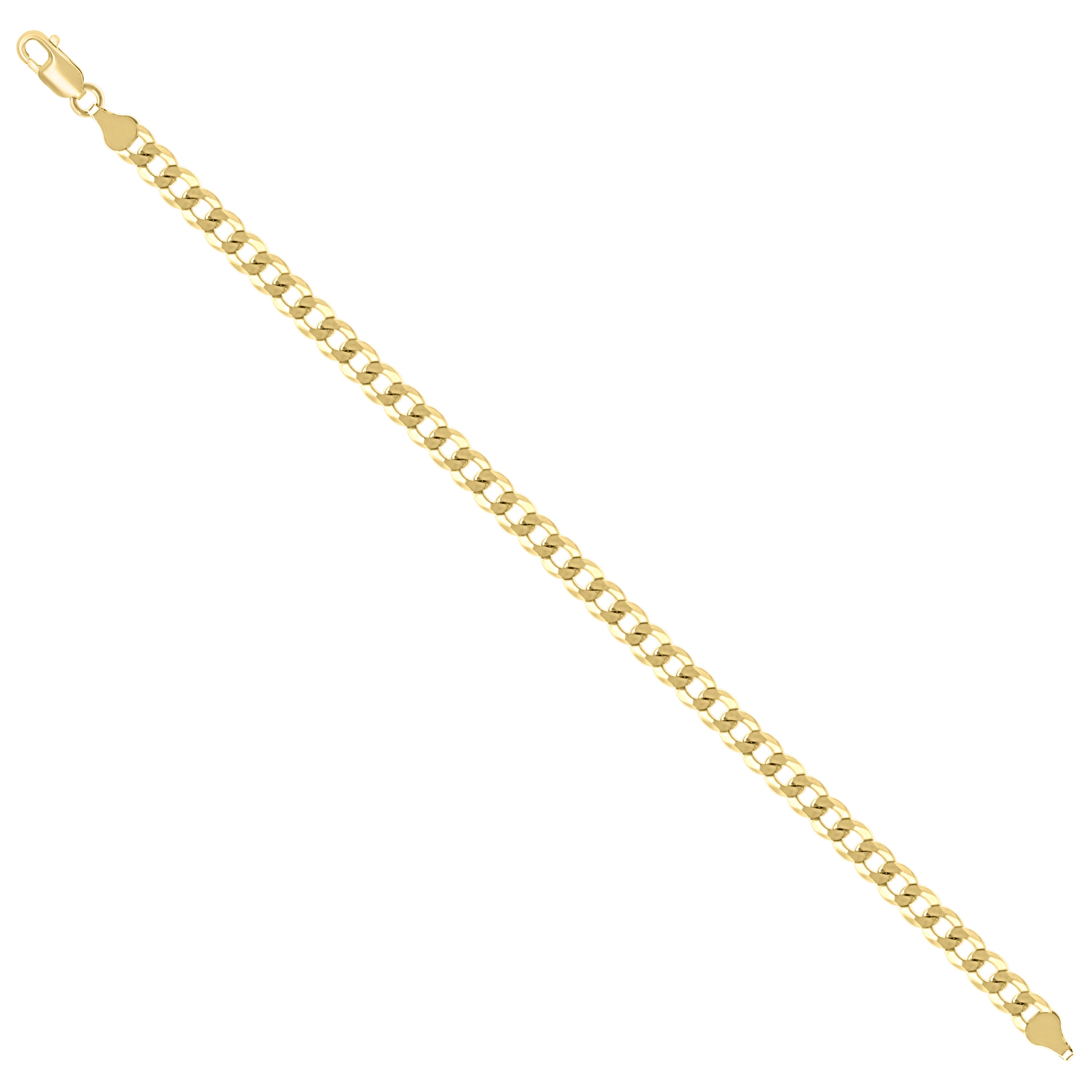 925 Sterling Silver Solid Super Flat Cuban Chain Yellow 060 2mm