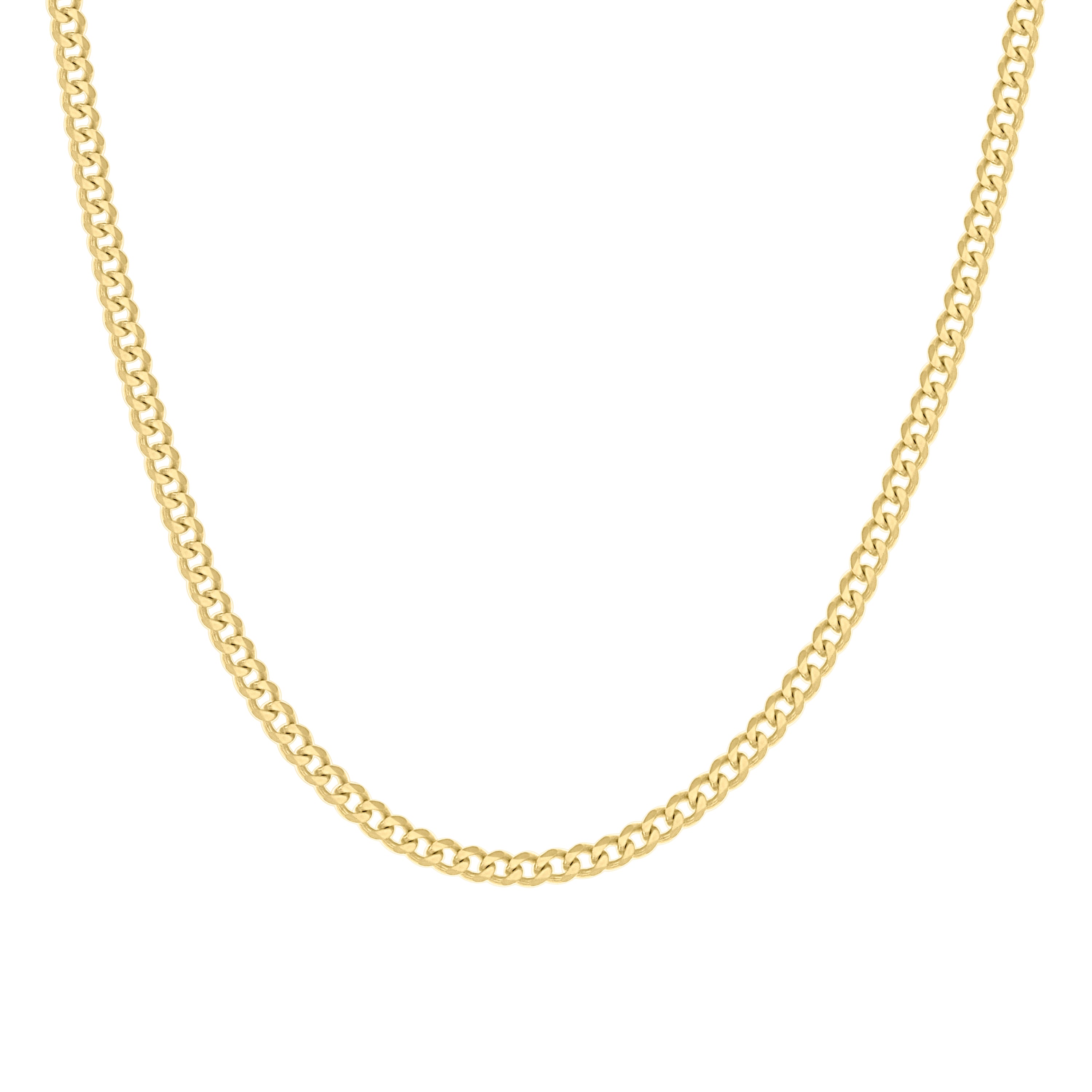 925 Sterling Silver Solid Super Flat Cuban Chain Yellow 060 2mm