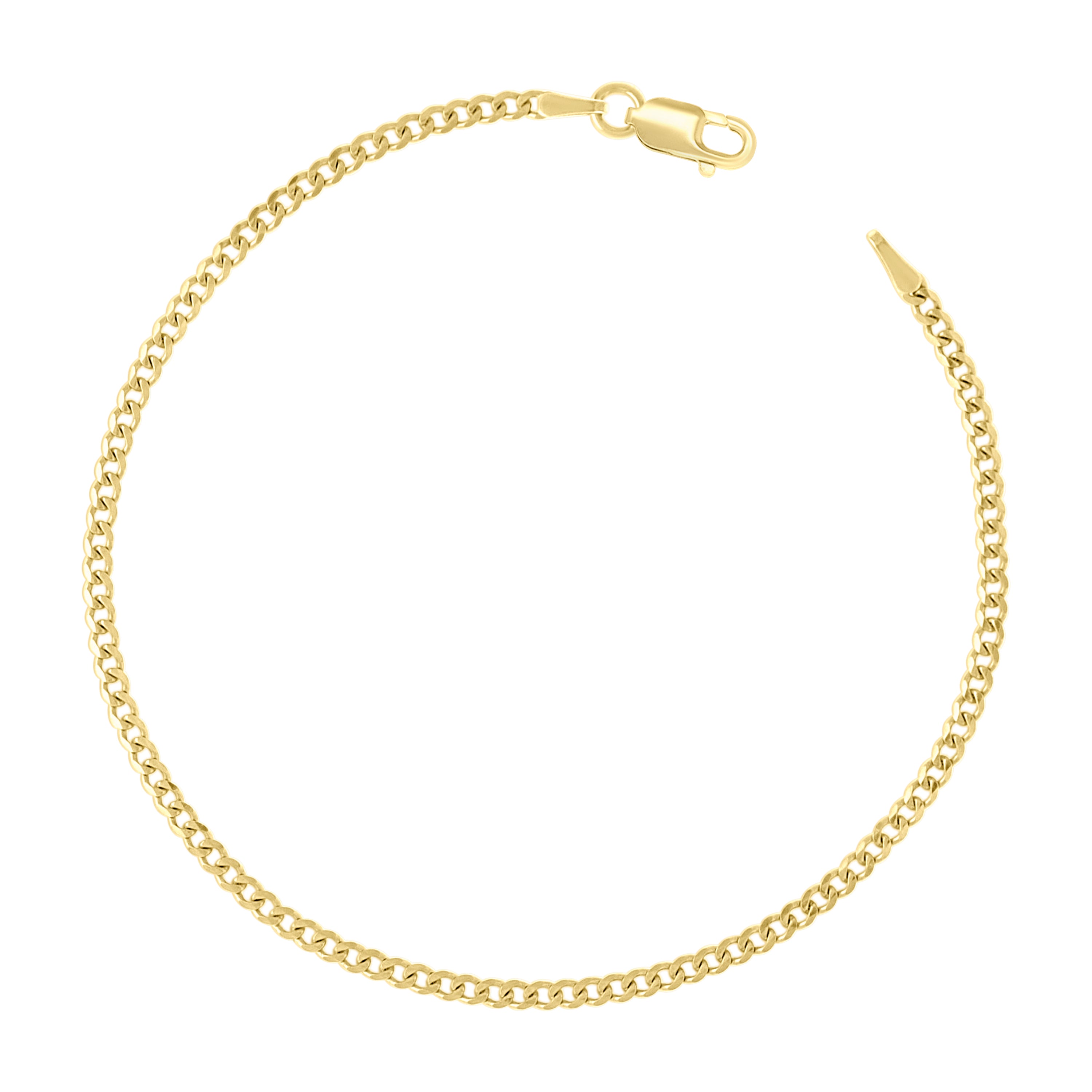 925 Sterling Silver Solid Super Flat Cuban Chain Yellow 060 2mm