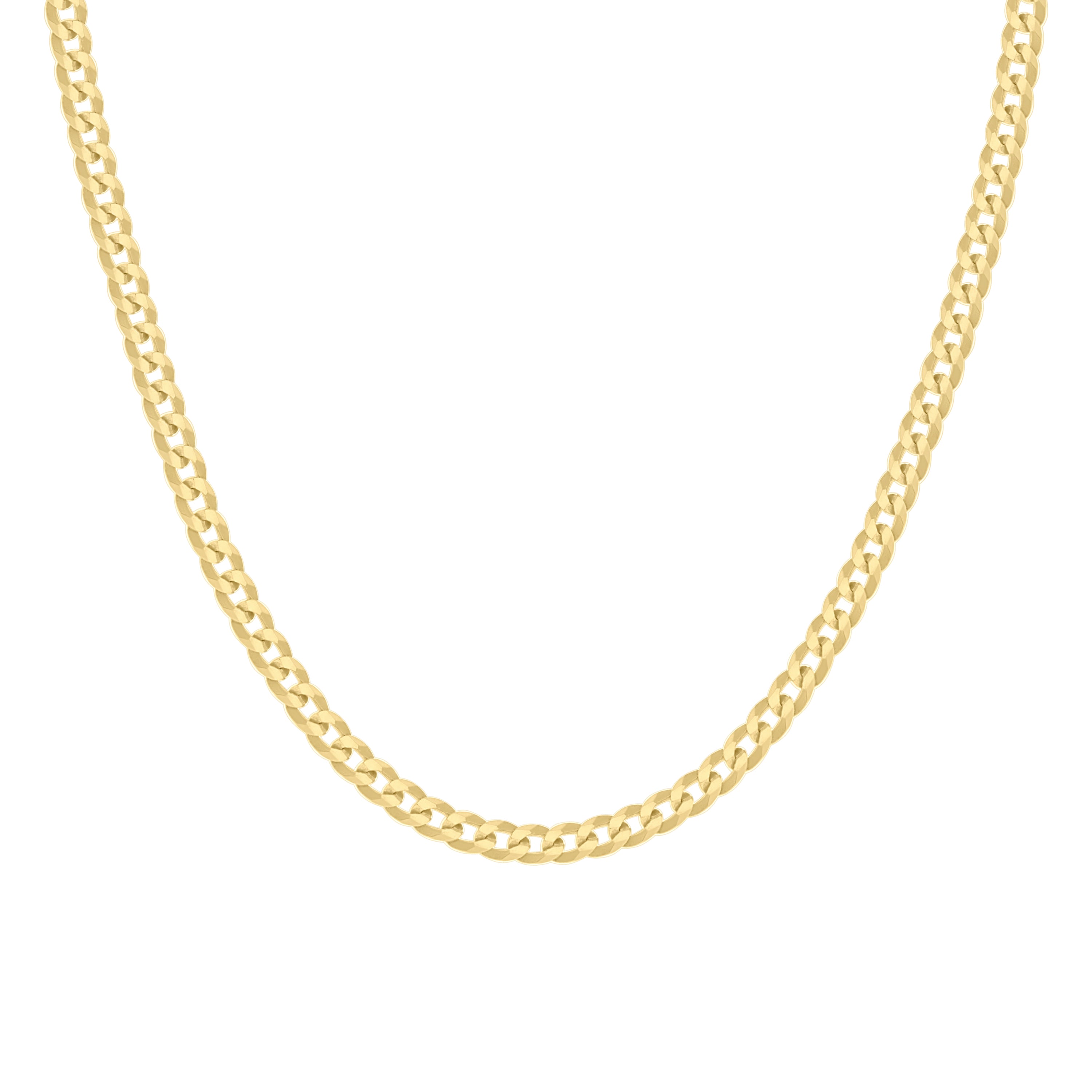 925 Sterling Silver Solid Super Flat Cuban Chain Yellow 060 2mm