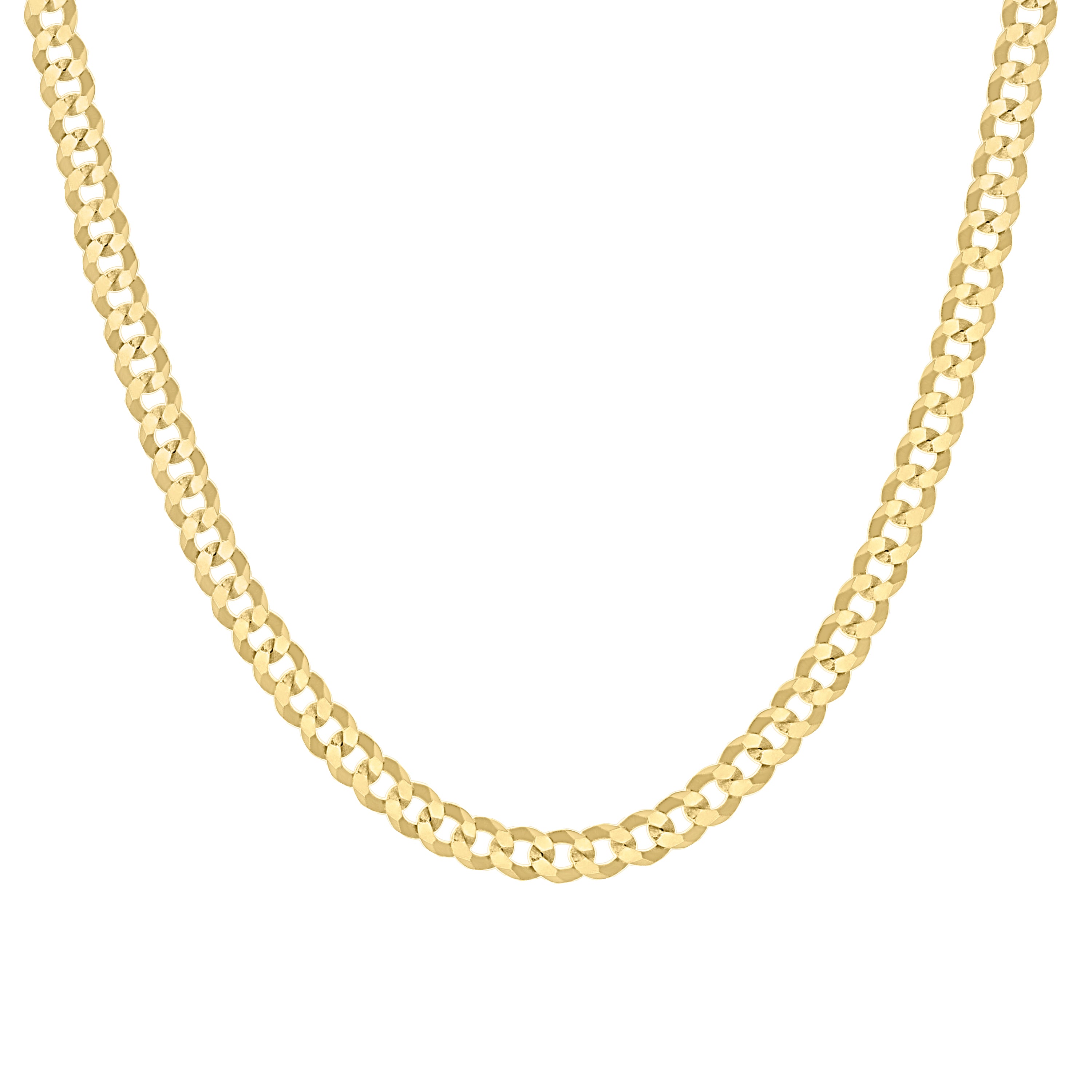 925 Sterling Silver Solid Super Flat Cuban Chain Yellow 060 2mm