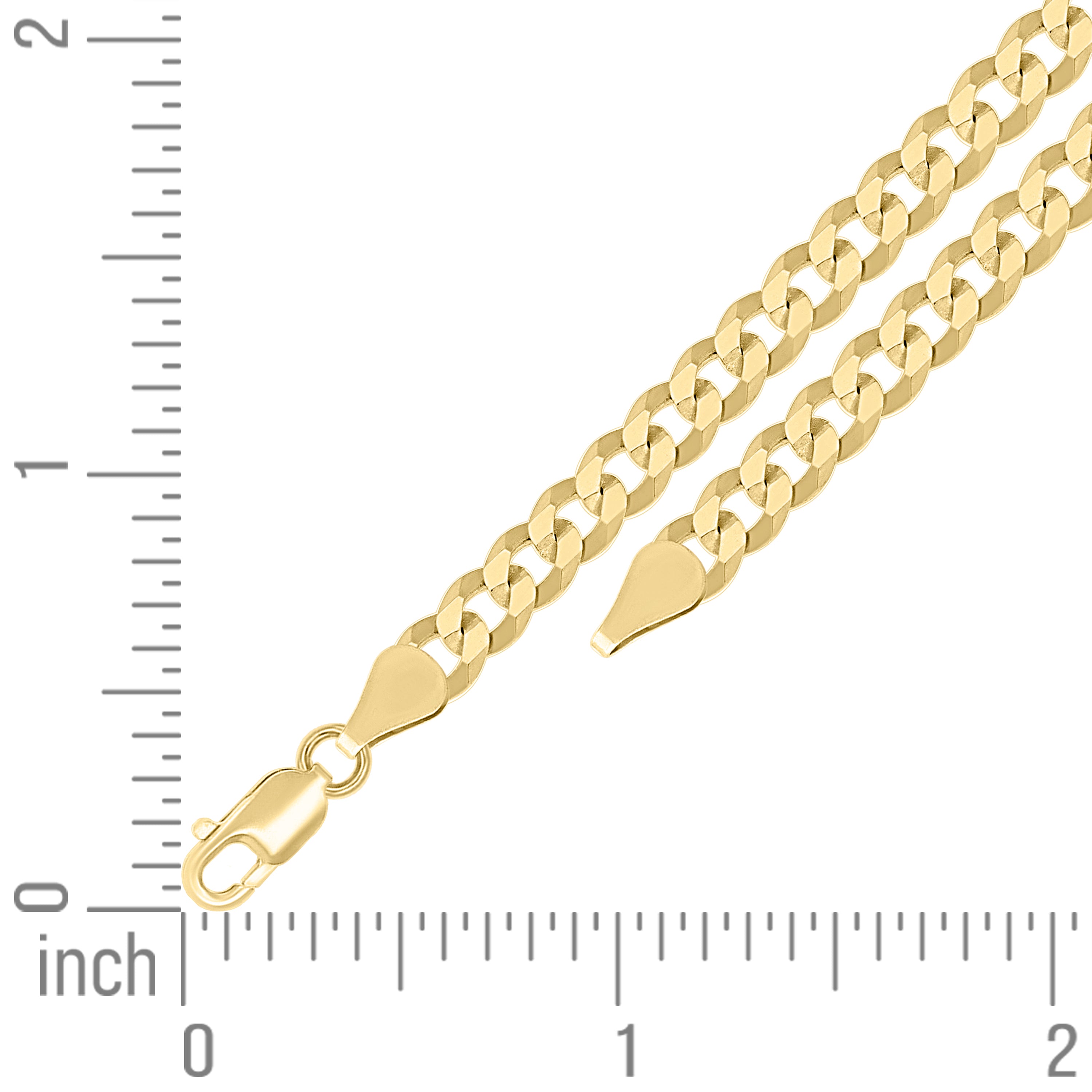 925 Sterling Silver Solid Super Flat Cuban Chain Yellow 060 2mm