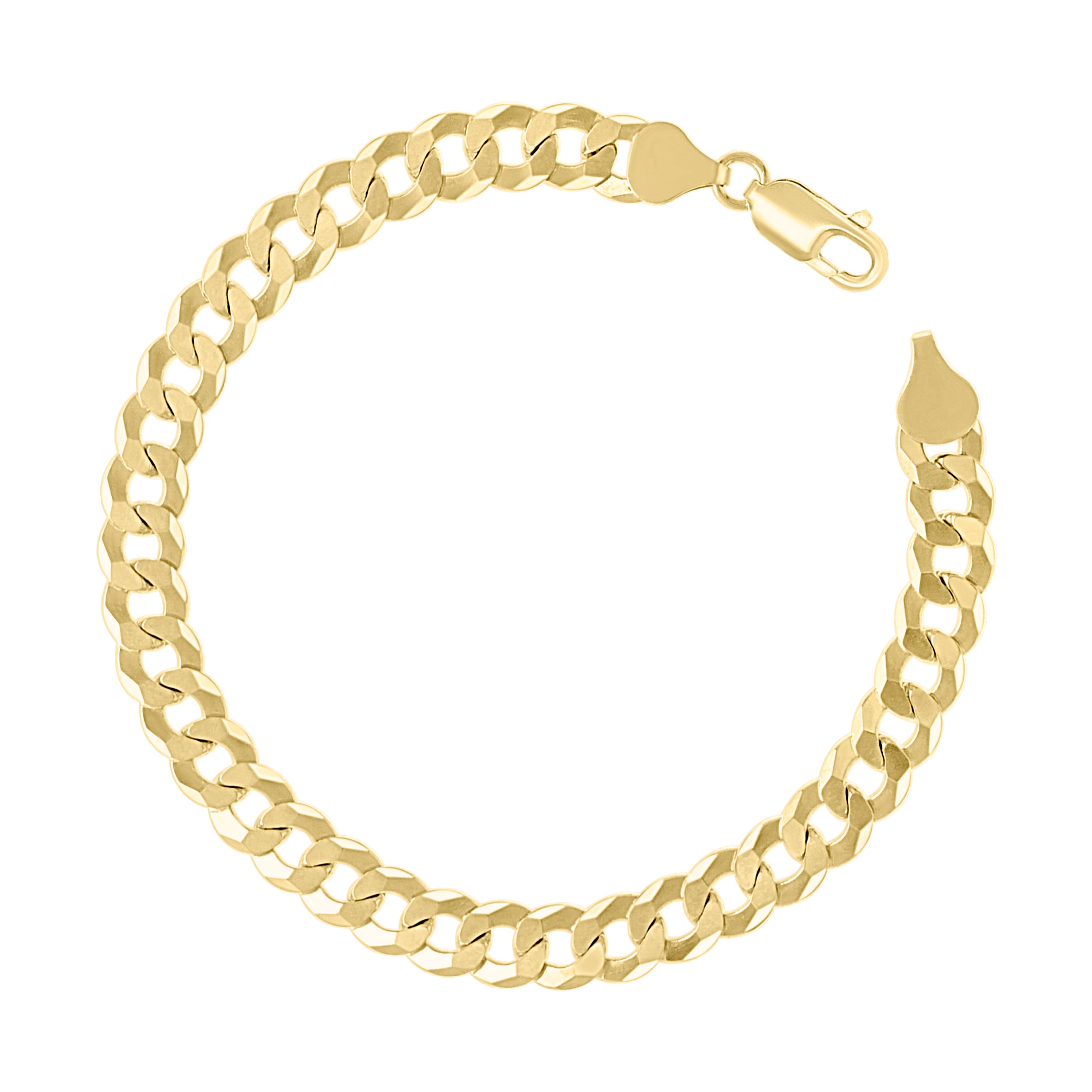 925 Sterling Silver Solid Super Flat Cuban Chain Yellow 060 2mm