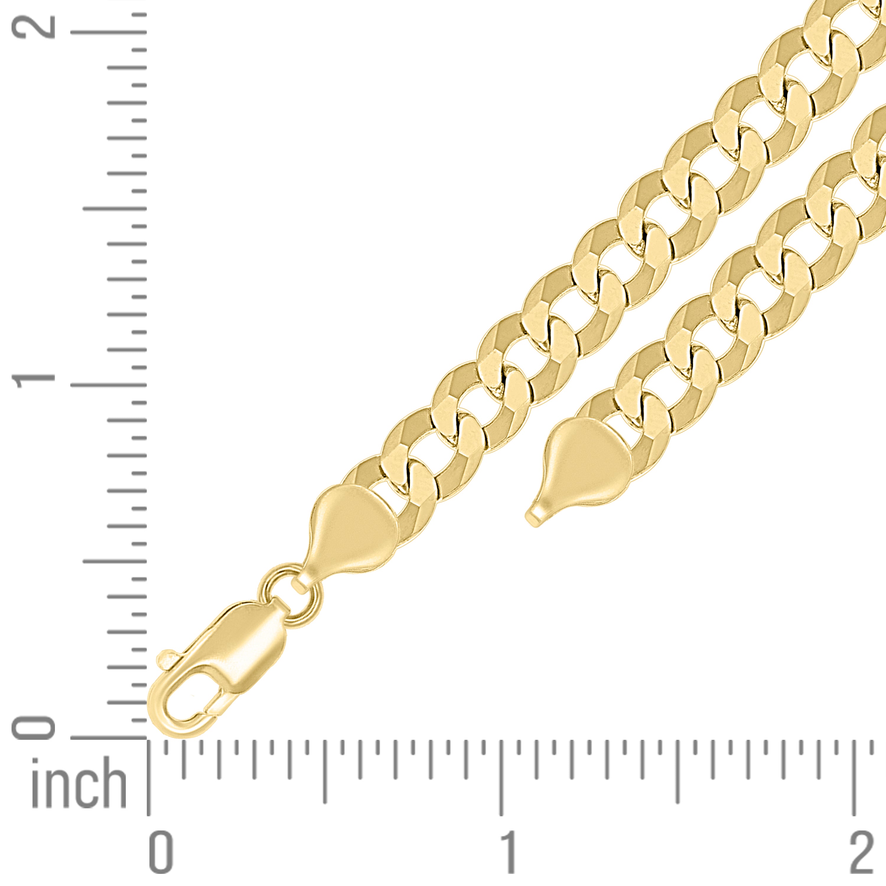 925 Sterling Silver Solid Super Flat Cuban Chain Yellow 060 2mm