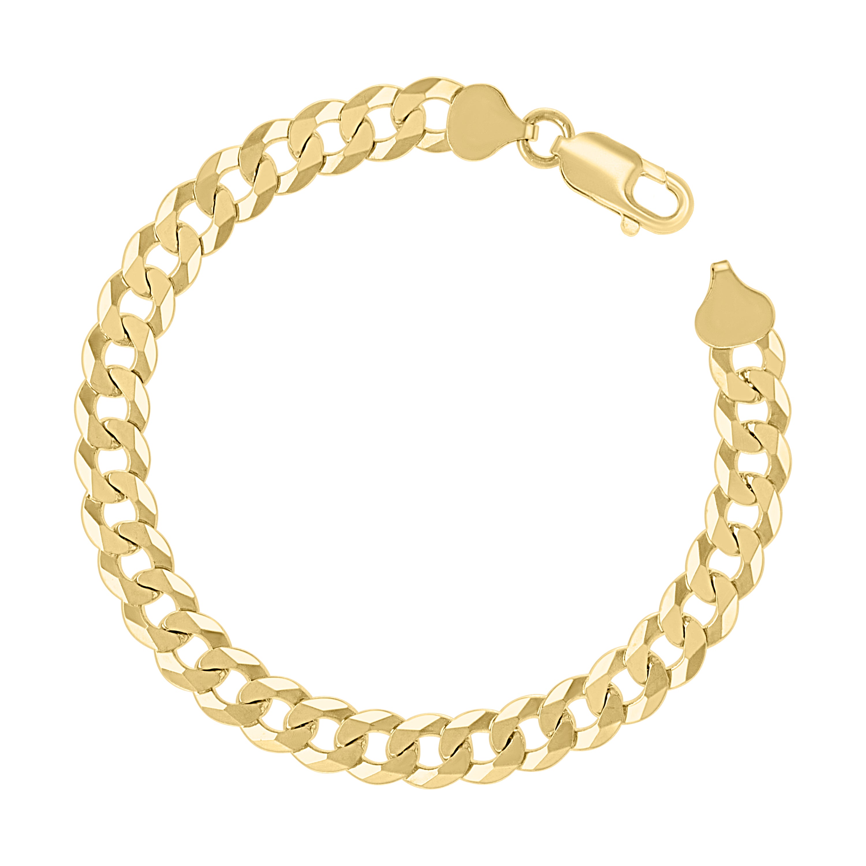 925 Sterling Silver Solid Super Flat Cuban Chain Yellow 060 2mm