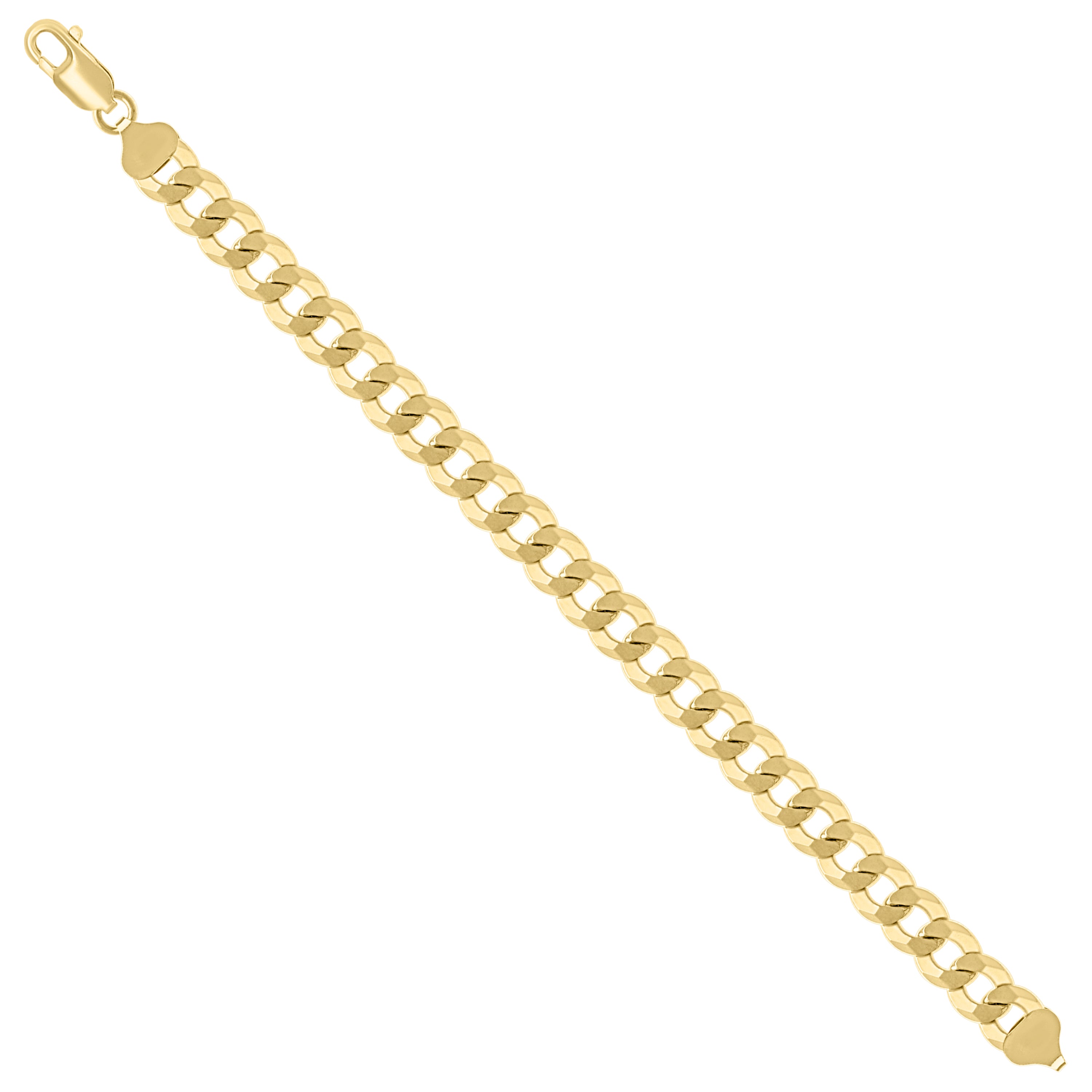 925 Sterling Silver Solid Super Flat Cuban Chain Yellow 060 2mm