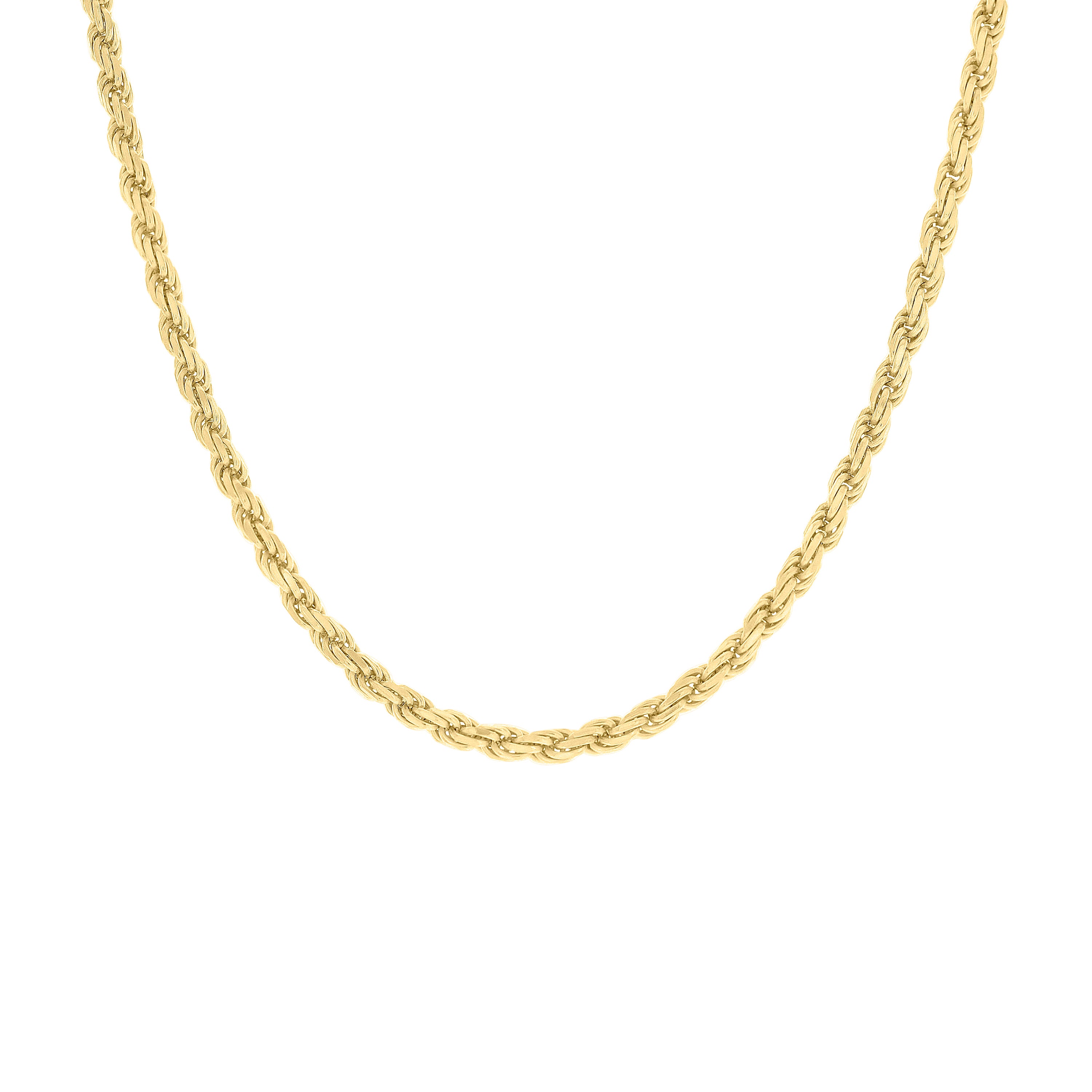 925 Sterling Silver Hollow Rope Chain Yellow 060 3mm