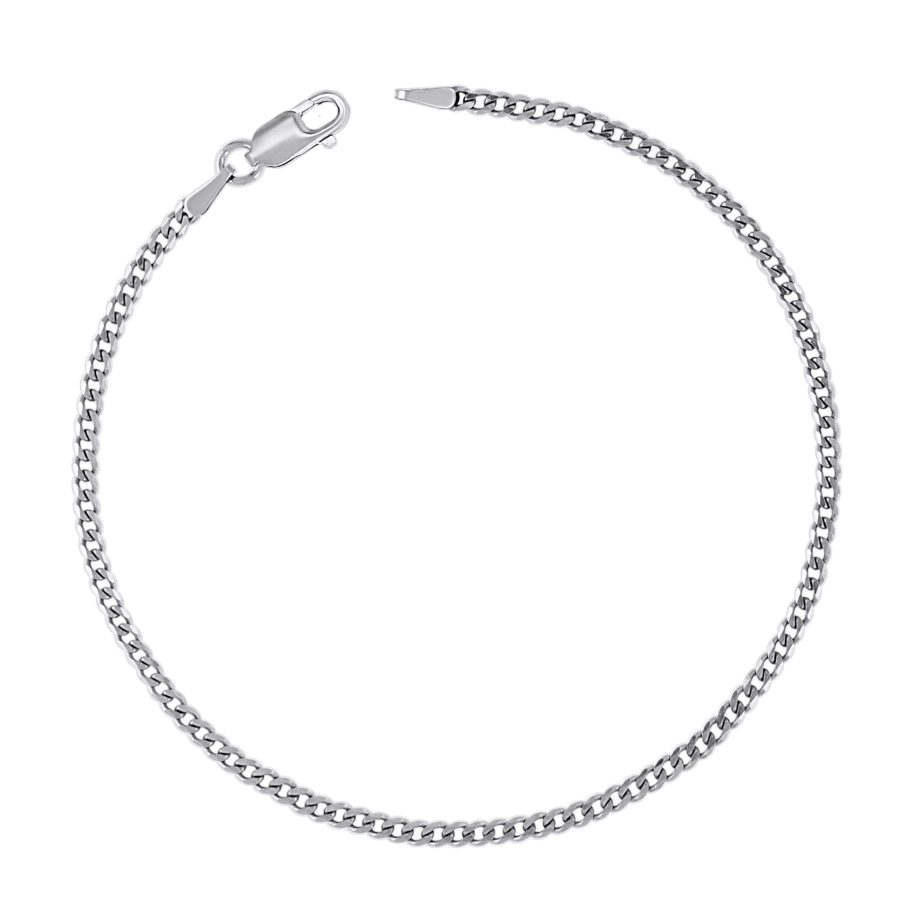 925 Sterling Silver Solid Super Flat Cuban Chain Rhodium 060 2.3mm