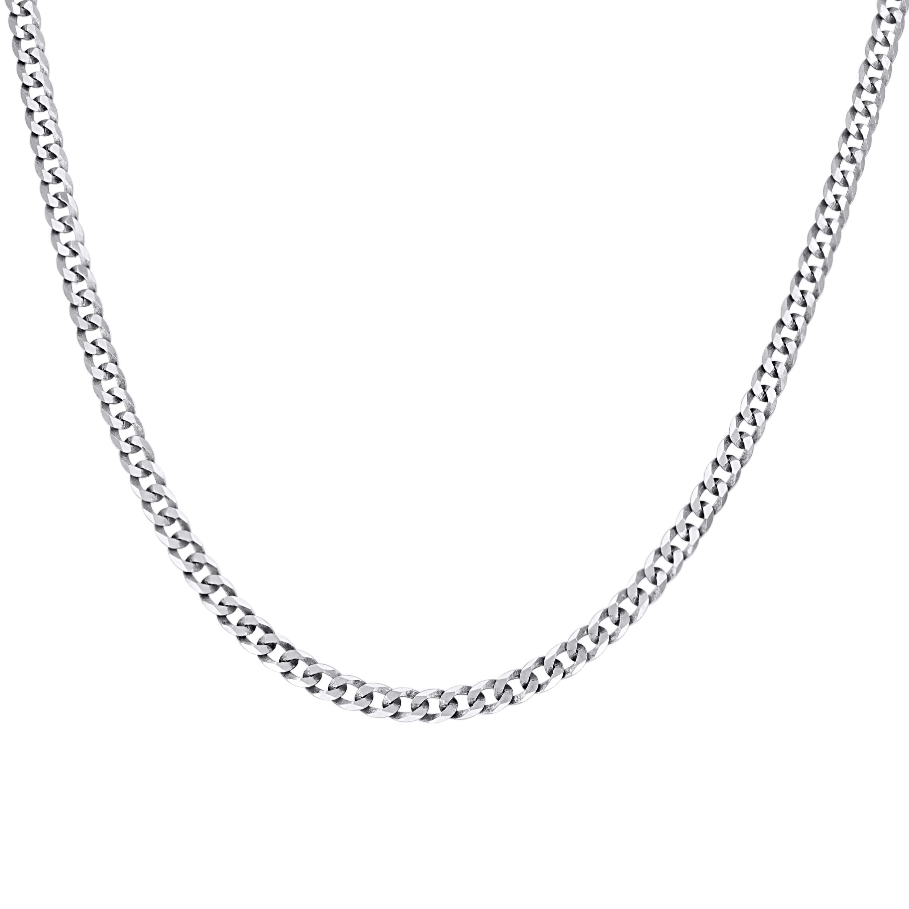 925 Sterling Silver Solid Super Flat Cuban Chain Rhodium 060 2.3mm