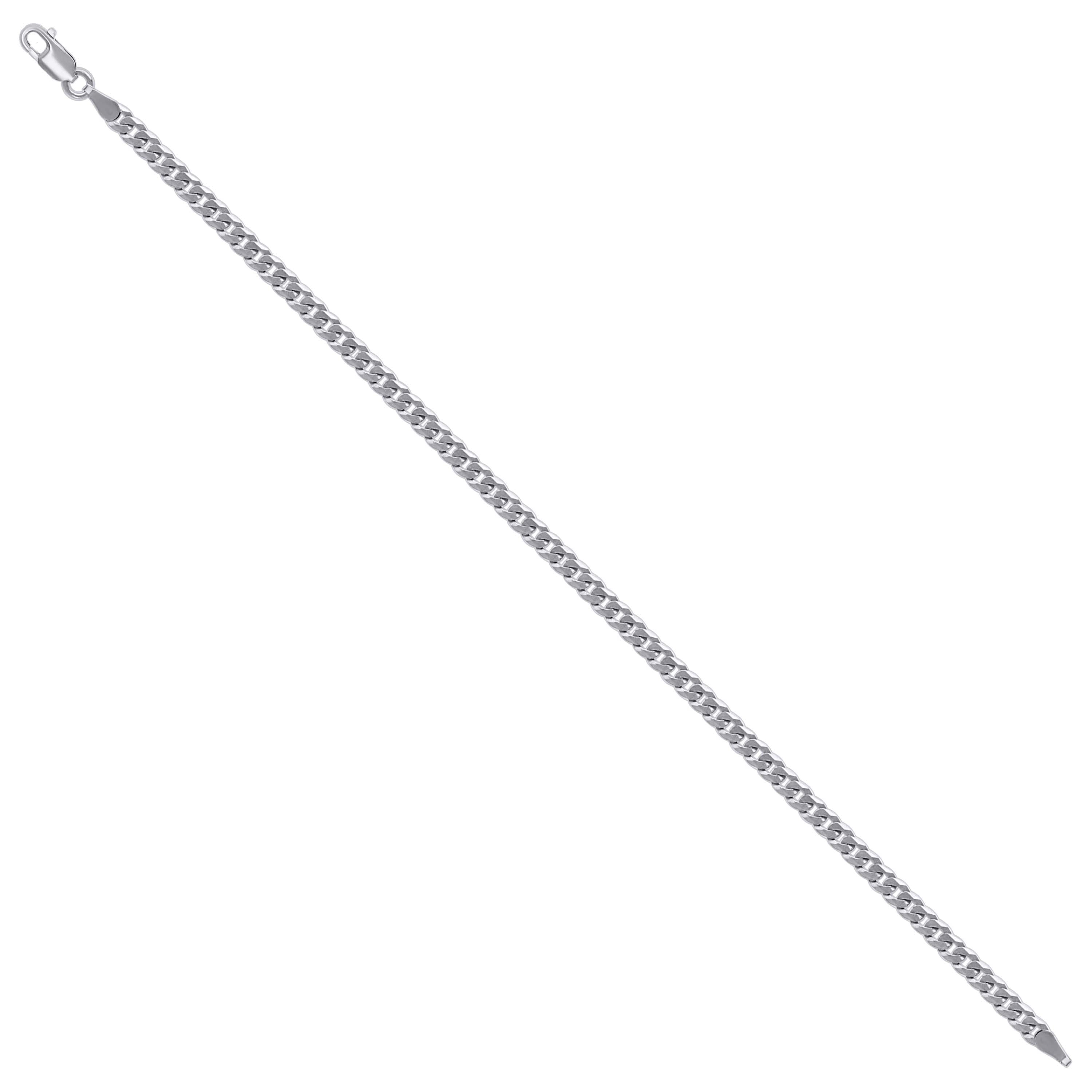 925 Sterling Silver Solid Super Flat Cuban Chain Rhodium 060 2.3mm