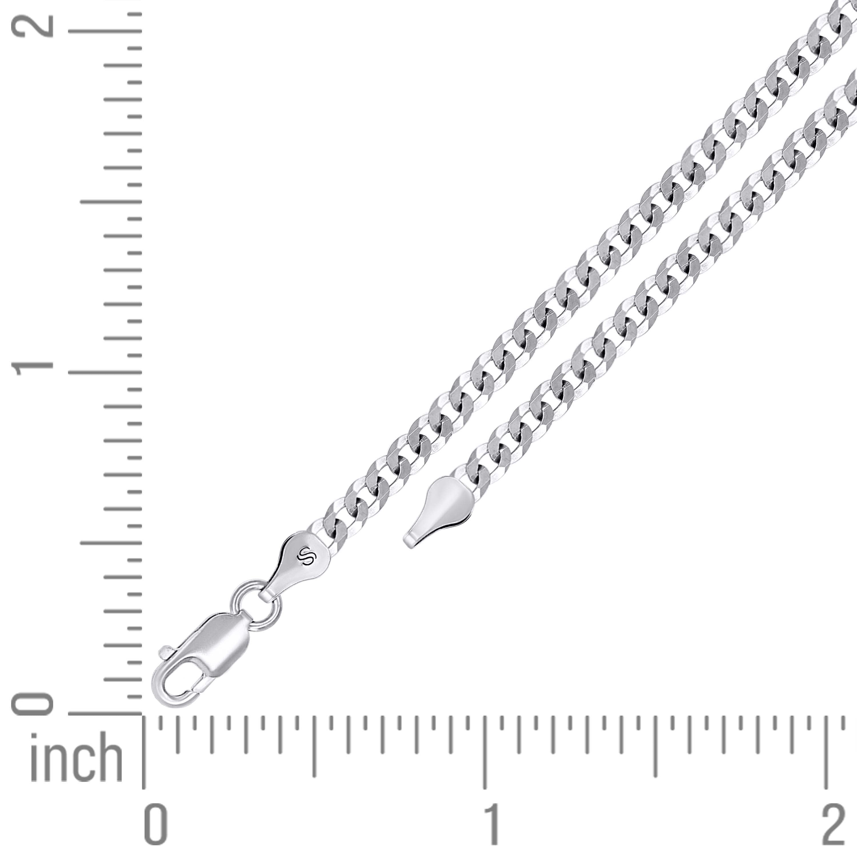 925 Sterling Silver Solid Super Flat Cuban Chain Rhodium 060 2.3mm