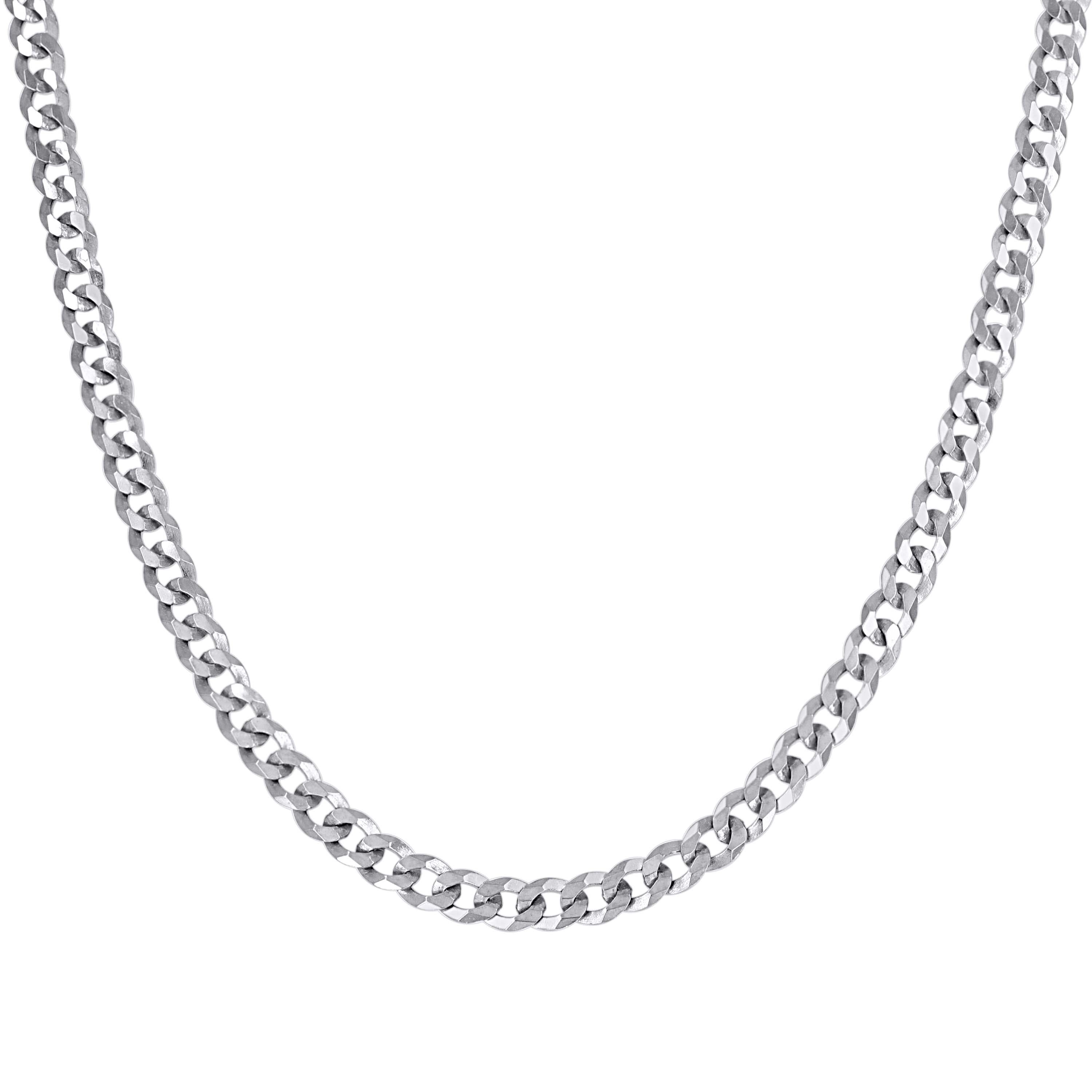925 Sterling Silver Solid Super Flat Cuban Chain Rhodium 060 2.3mm