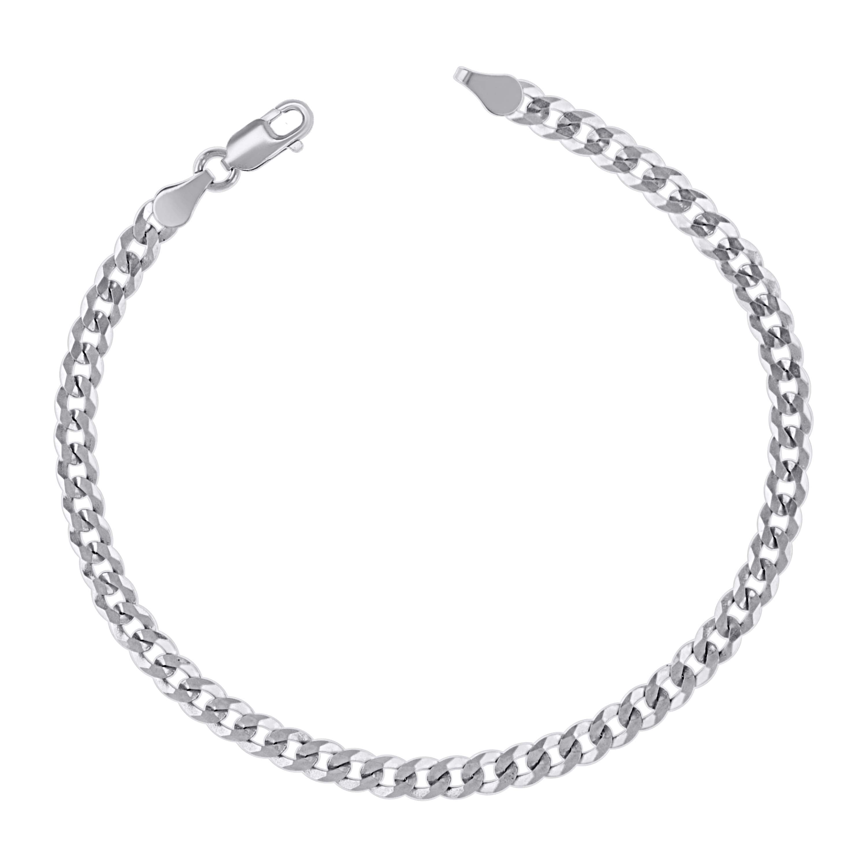 925 Sterling Silver Solid Super Flat Cuban Chain Rhodium 060 2.3mm