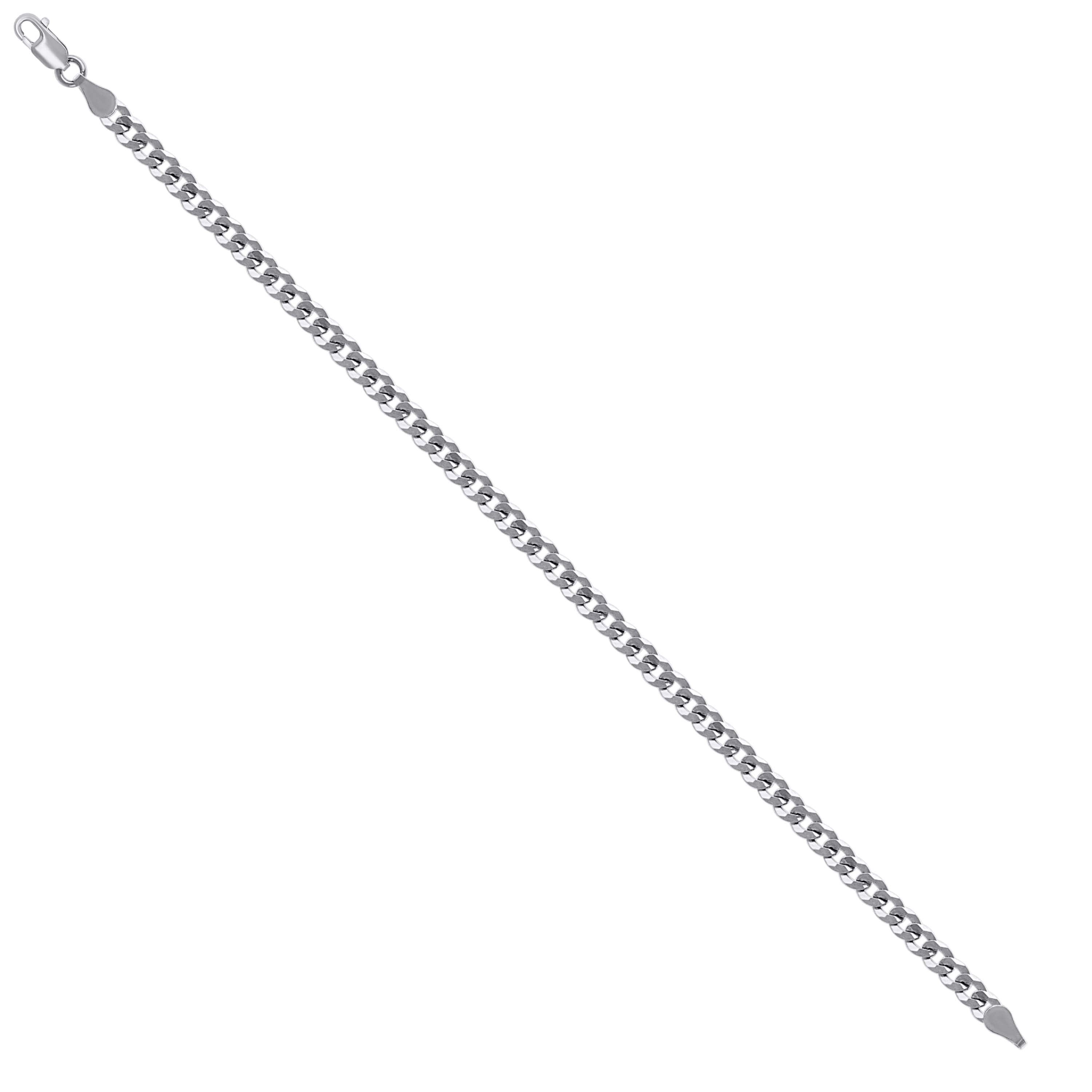 925 Sterling Silver Solid Super Flat Cuban Chain Rhodium 060 2.3mm
