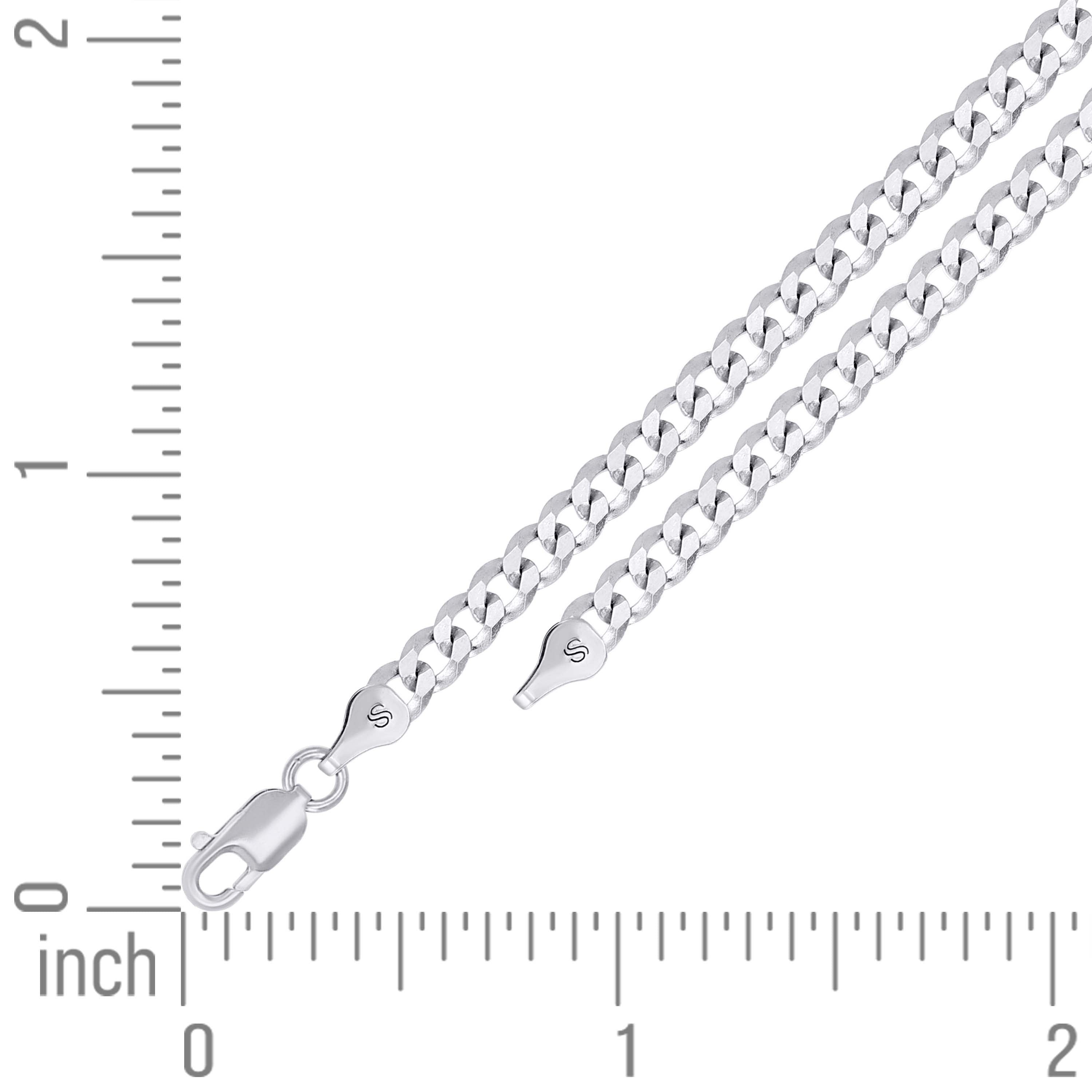 925 Sterling Silver Solid Super Flat Cuban Chain Rhodium 060 2.3mm