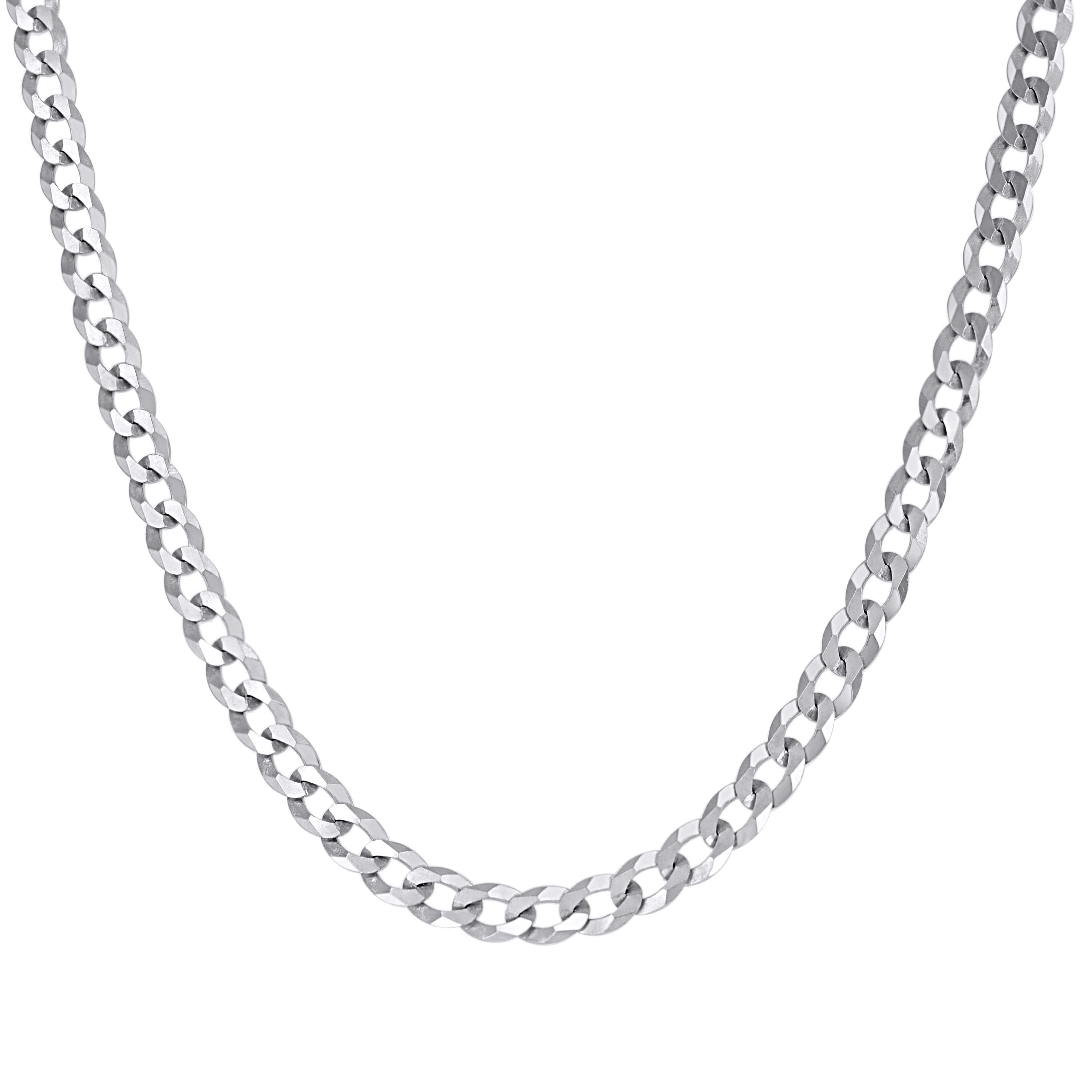 925 Sterling Silver Solid Super Flat Cuban Chain Rhodium 060 2.3mm