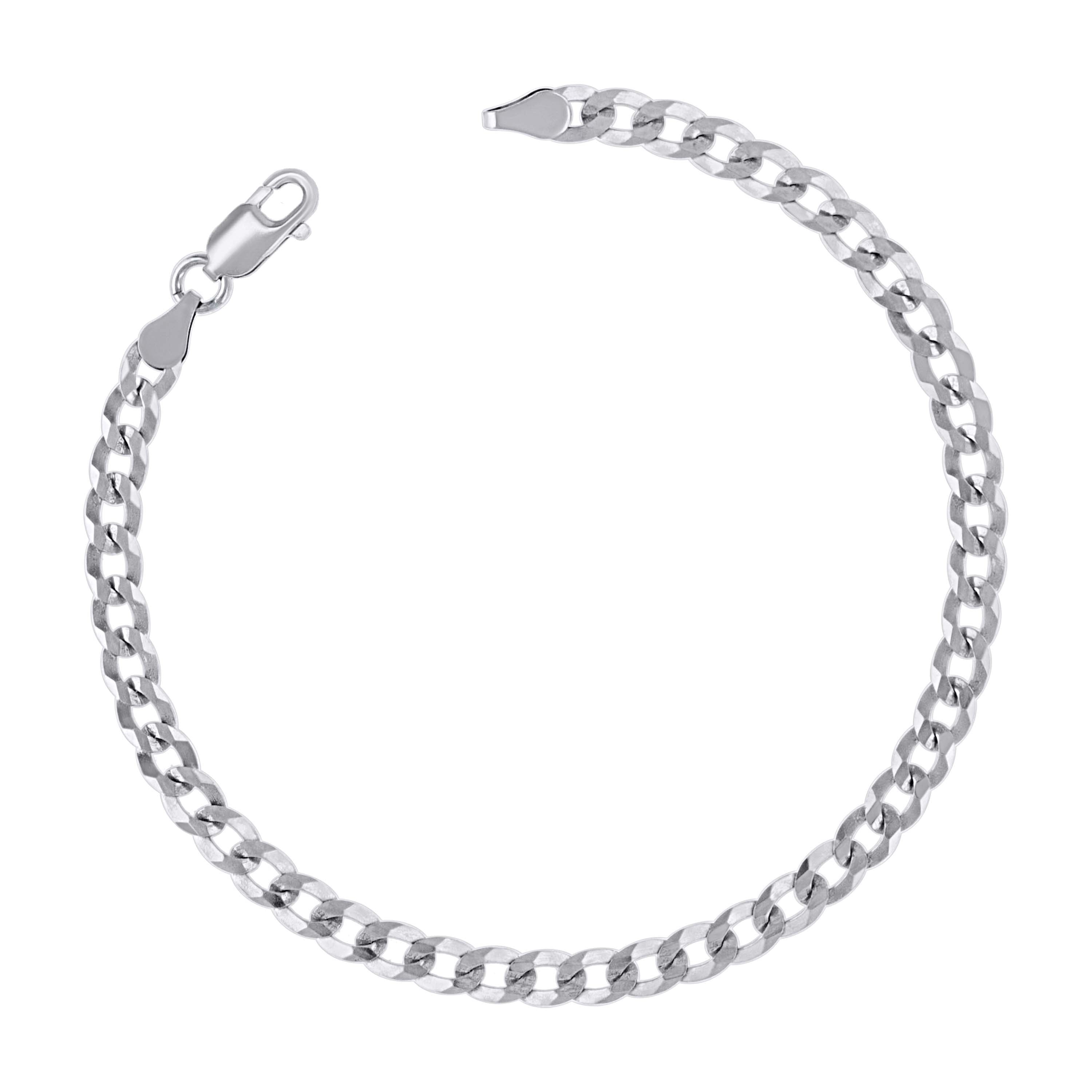 925 Sterling Silver Solid Super Flat Cuban Chain Rhodium 060 2.3mm