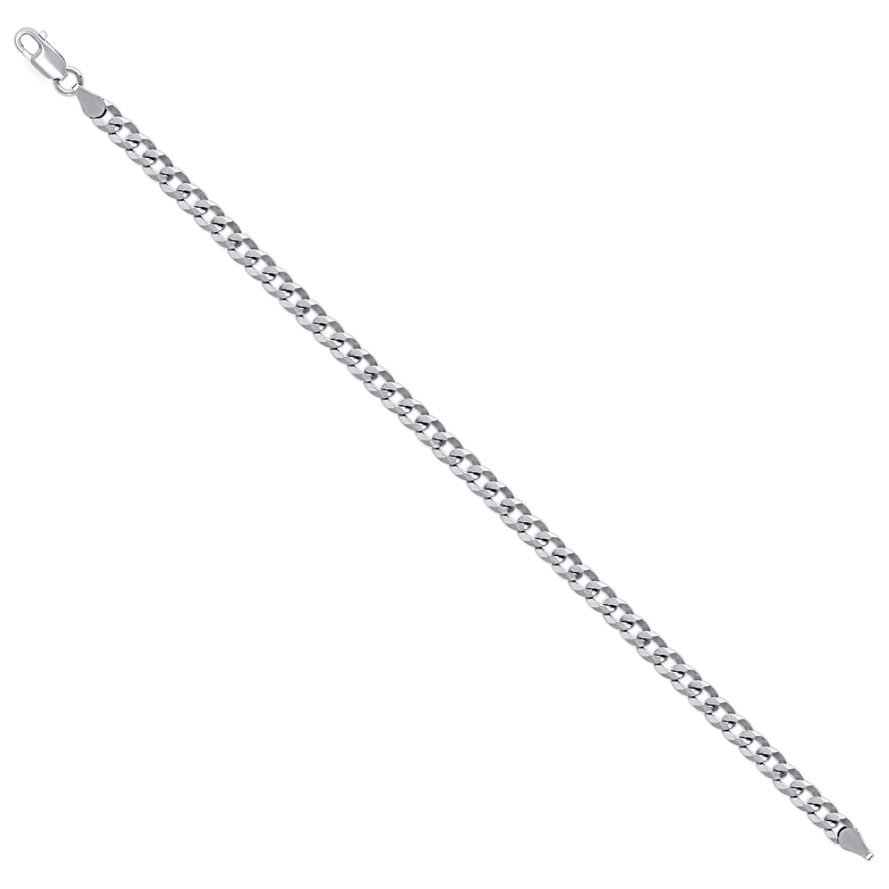 925 Sterling Silver Solid Super Flat Cuban Chain Rhodium 060 2.3mm