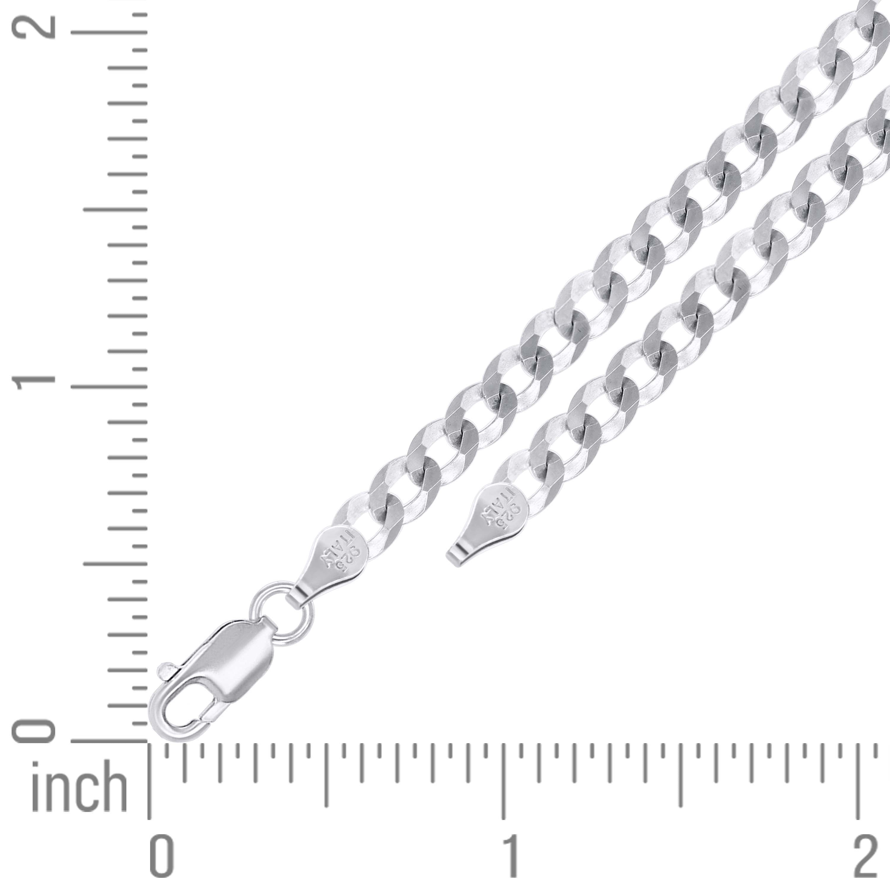 925 Sterling Silver Solid Super Flat Cuban Chain Rhodium 060 2.3mm