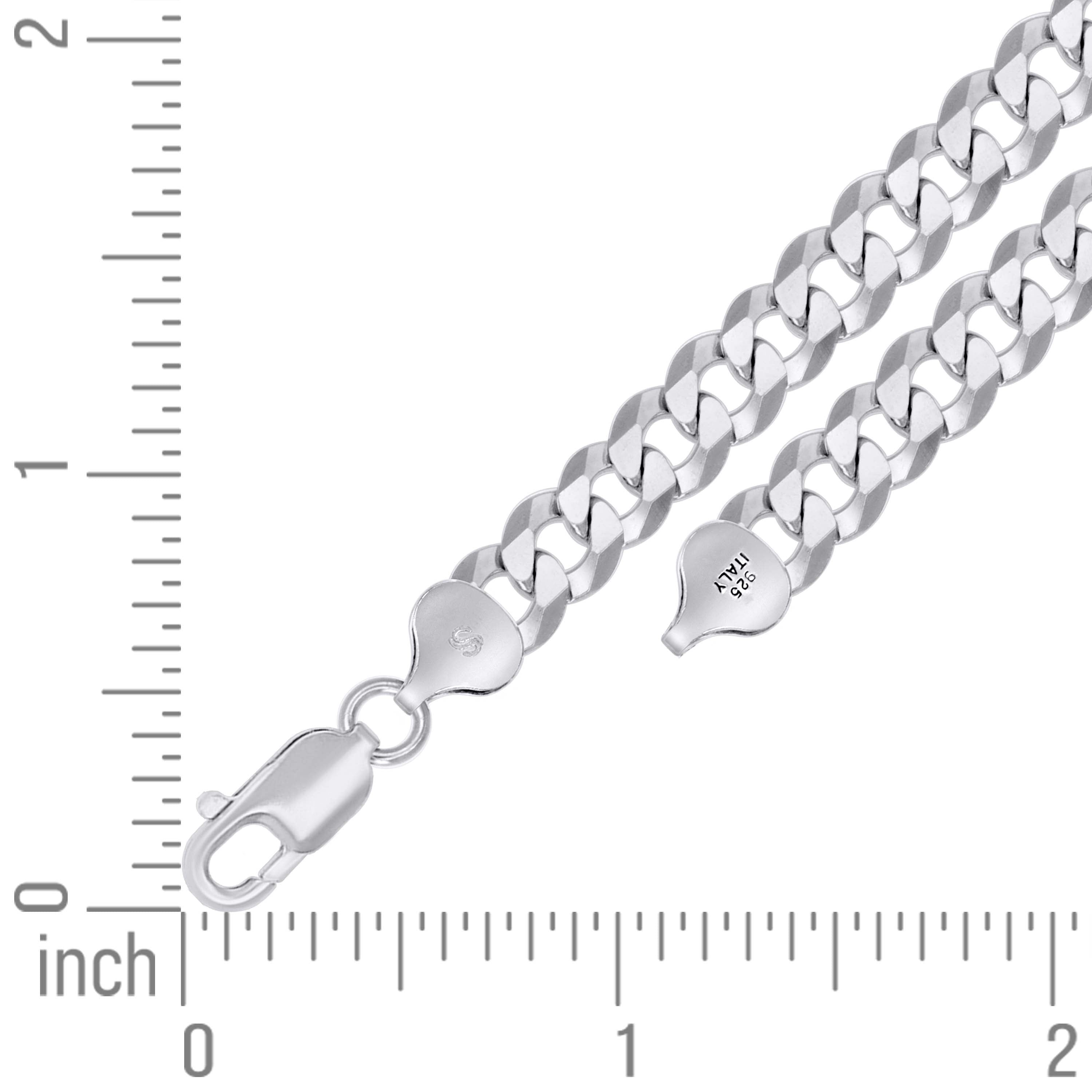 925 Sterling Silver Solid Super Flat Cuban Chain Rhodium 060 2.3mm
