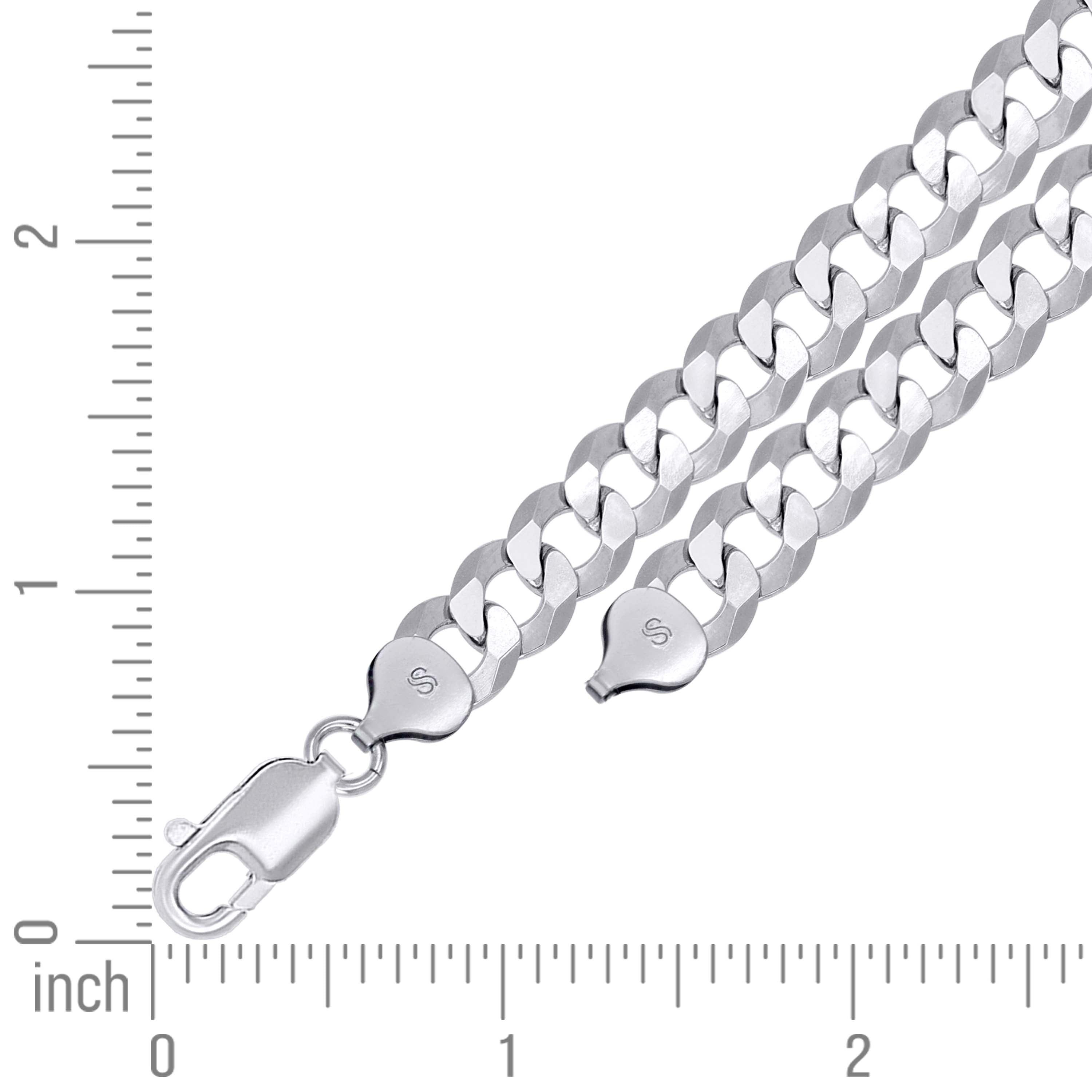 925 Sterling Silver Solid Super Flat Cuban Chain Rhodium 060 2.3mm
