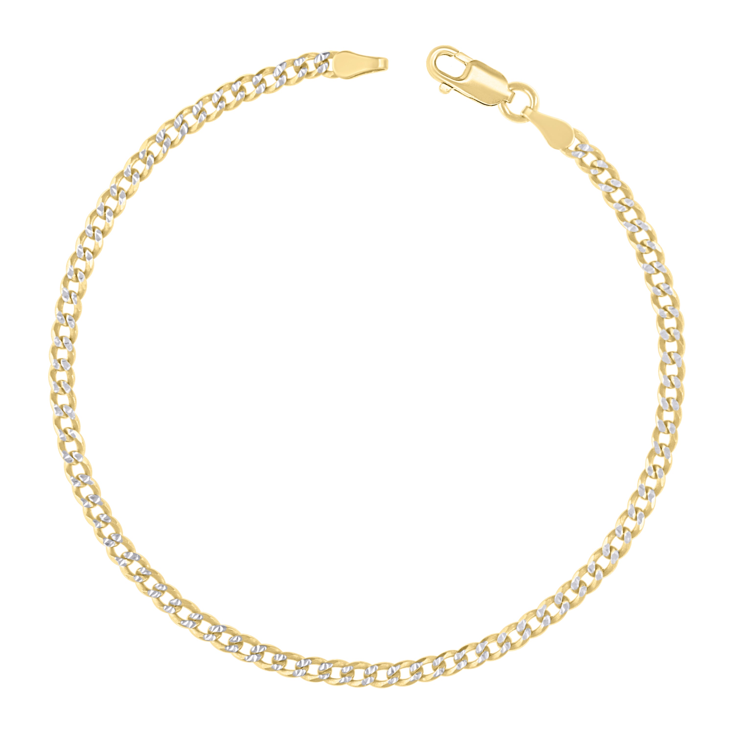 925 Sterling Silver Solid Super Flat Cuban Chain Two-tone 080 2.8mm