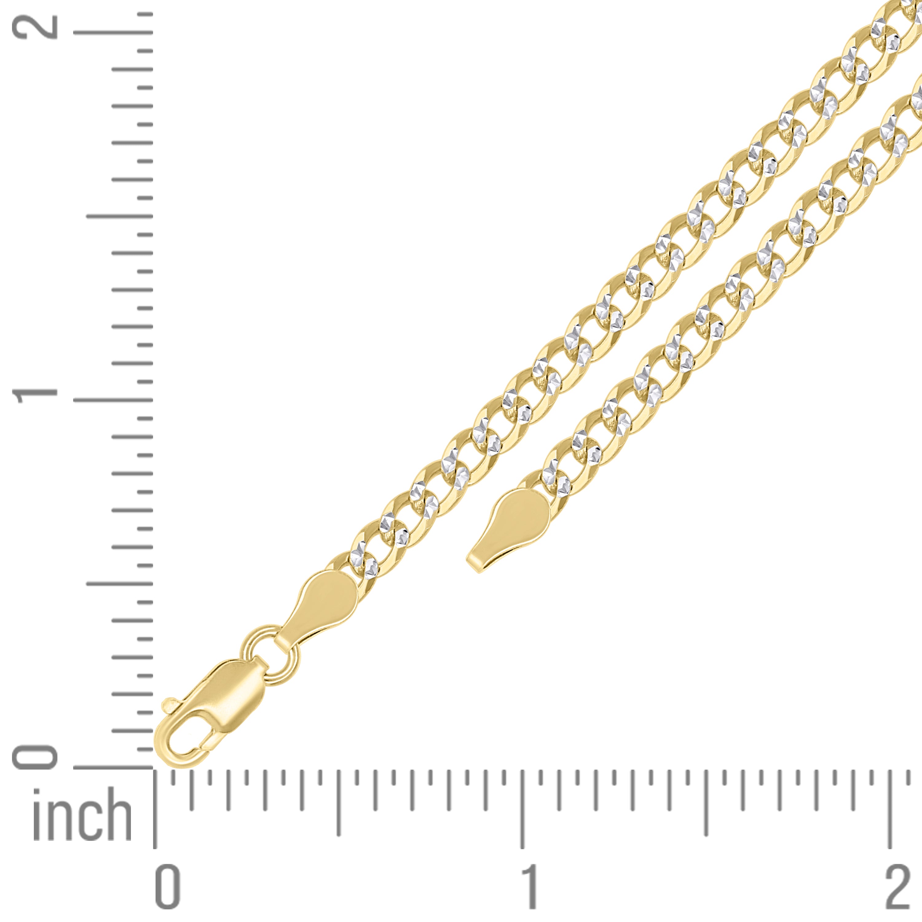 925 Sterling Silver Solid Super Flat Cuban Chain Two-tone 080 2.8mm
