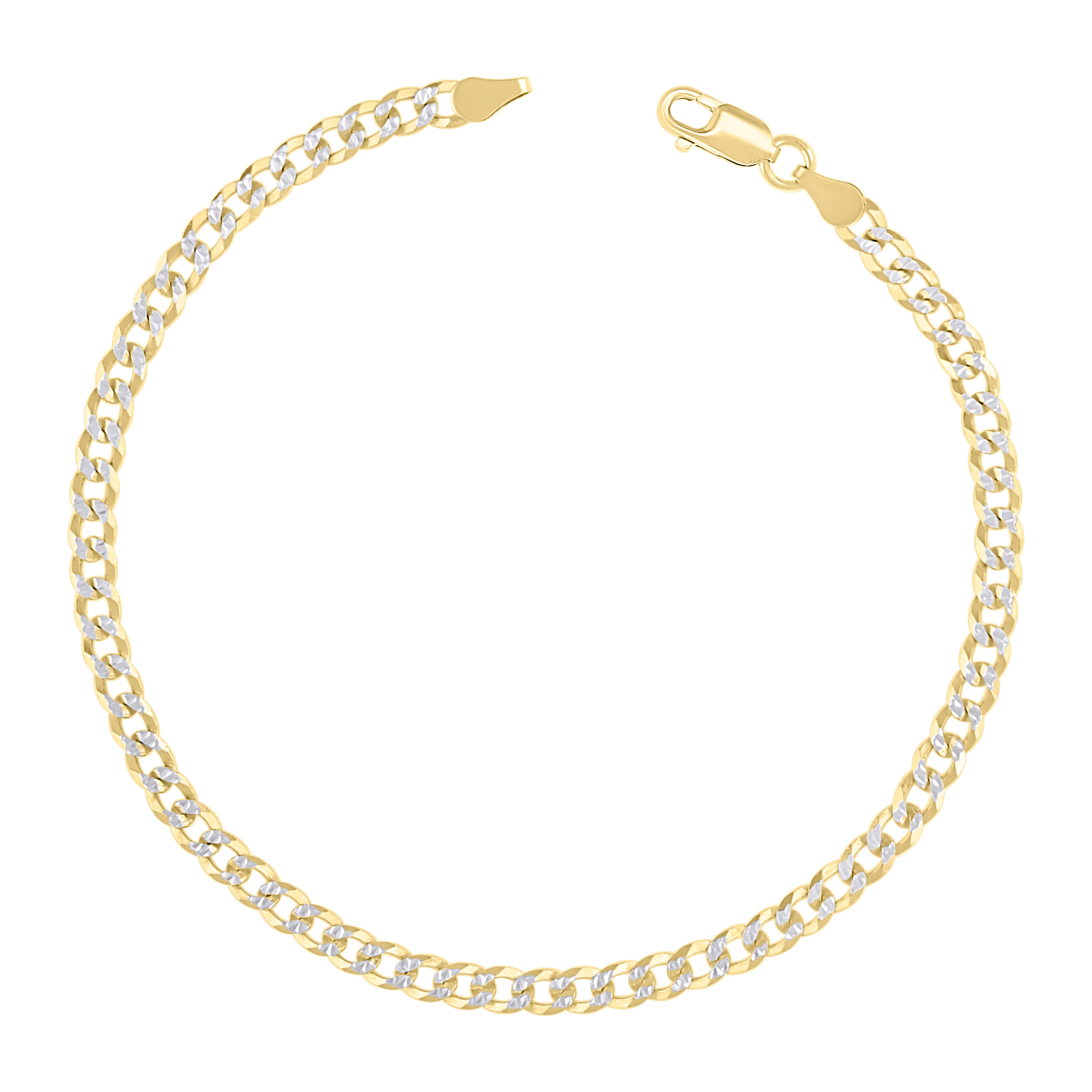 925 Sterling Silver Solid Super Flat Cuban Chain Two-tone 080 2.8mm